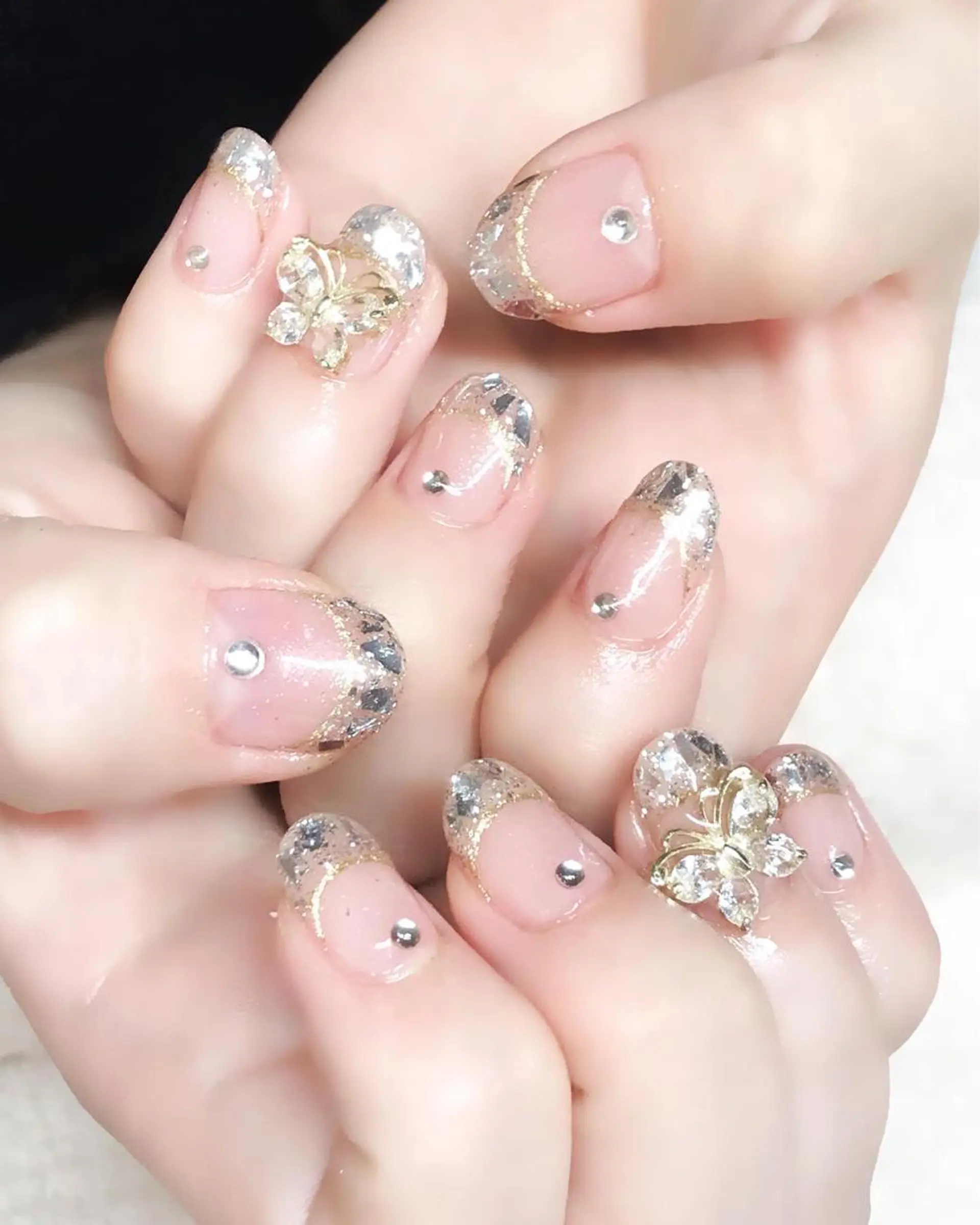 ネイル フレンチネイル ジェルネイル ハート キラキラネイル 韓国ネイル Nyanco Nailのネイルデザイン