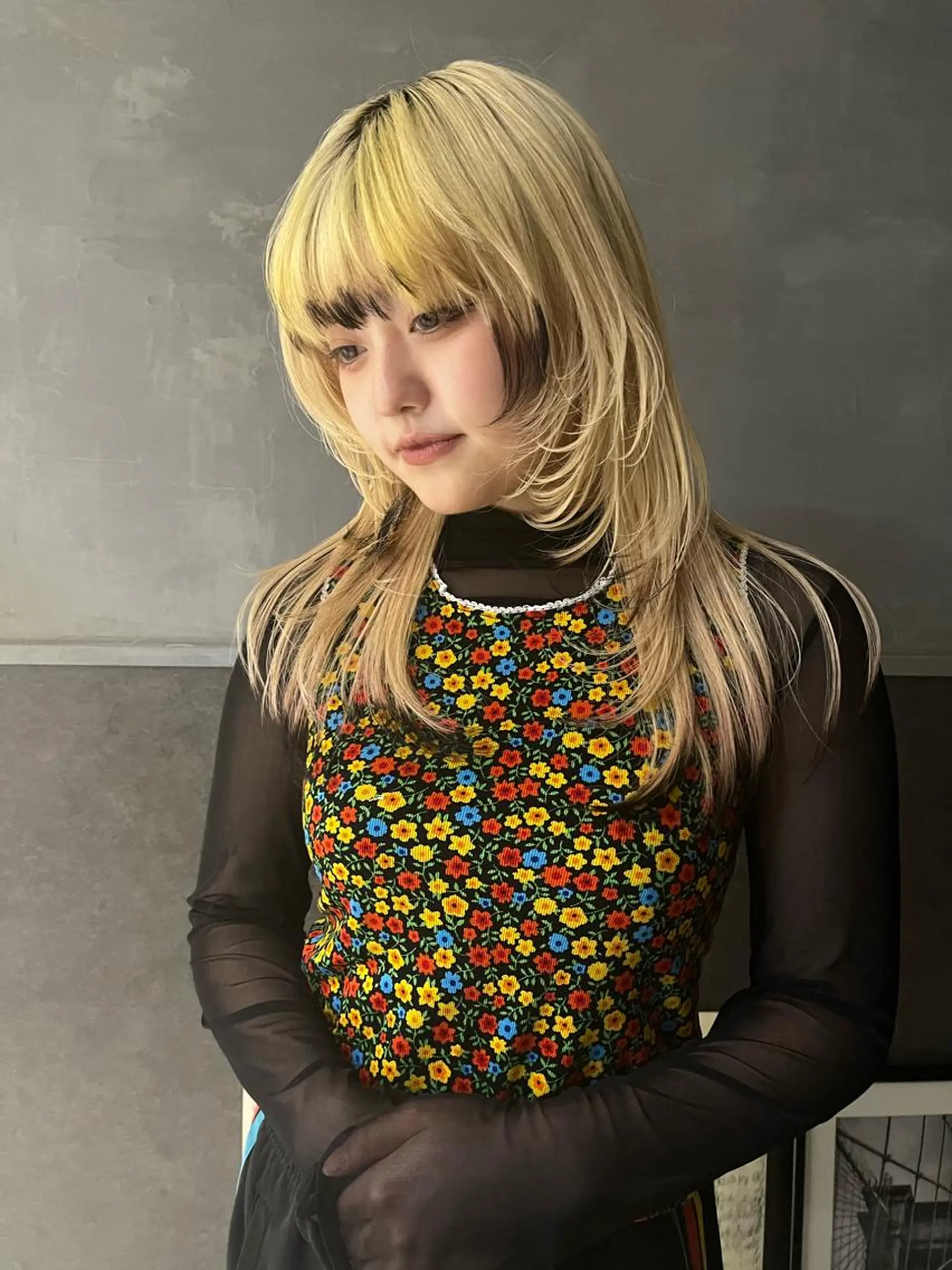 ロング カラー デザインカラー 田中 里奈のヘアスタイル