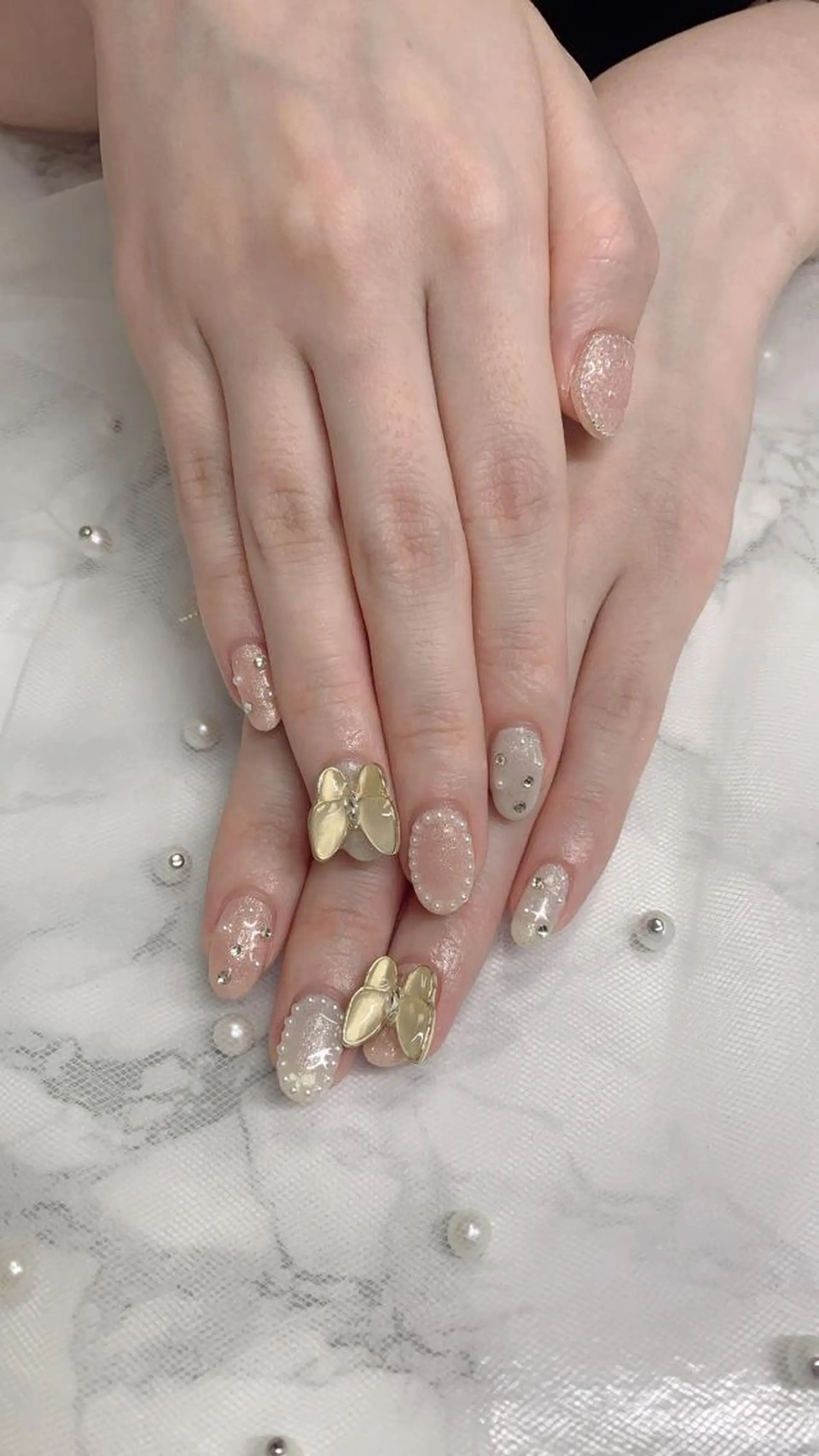 ネイル はな💎ネイル ワンホン、長さ出しのネイルデザイン