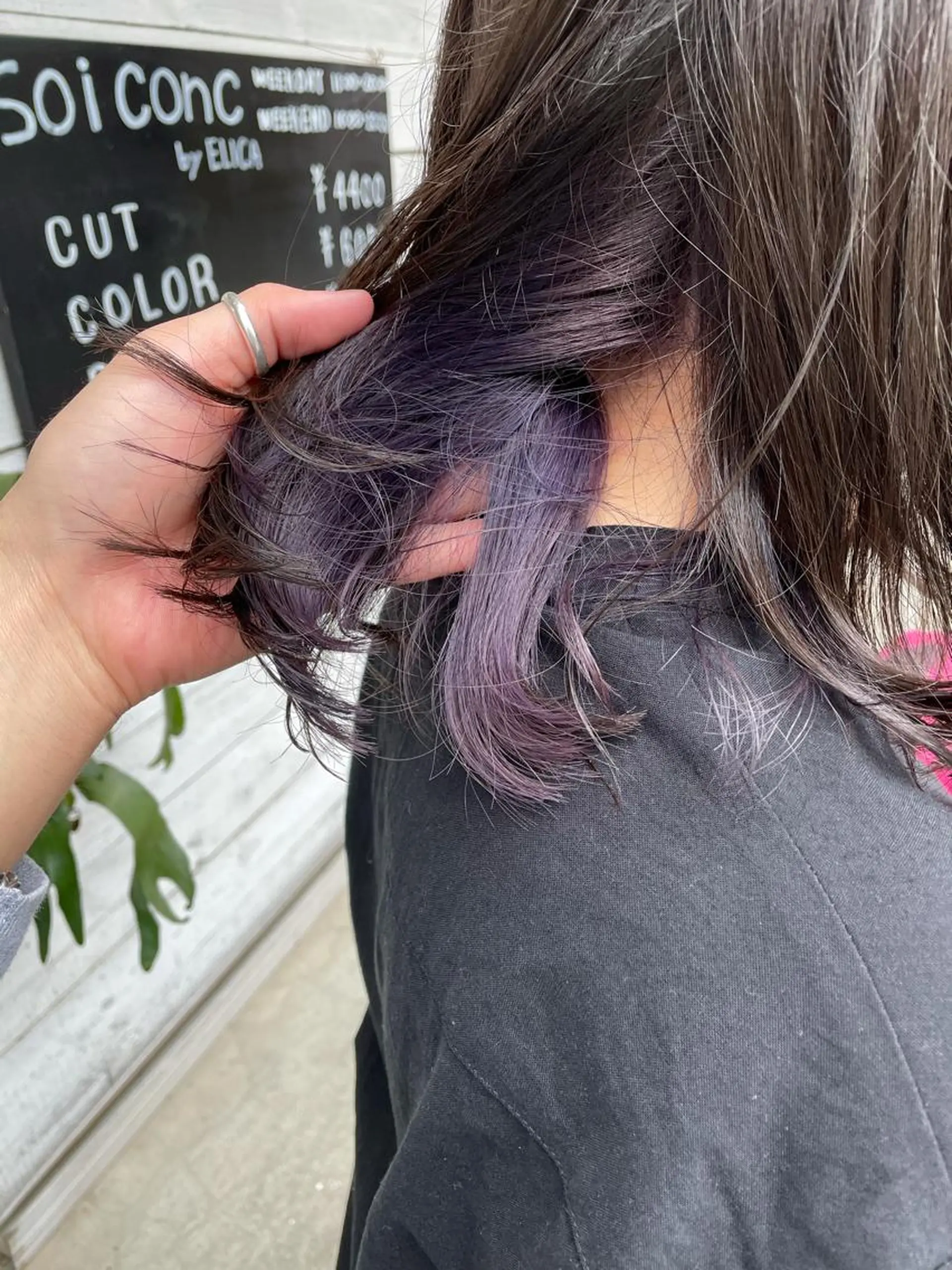 ミディアム カラー パープルカラー カット ヘアカラー トリートメント パーマ/透明感カラー /ボブ/吉田一生のヘアスタイル