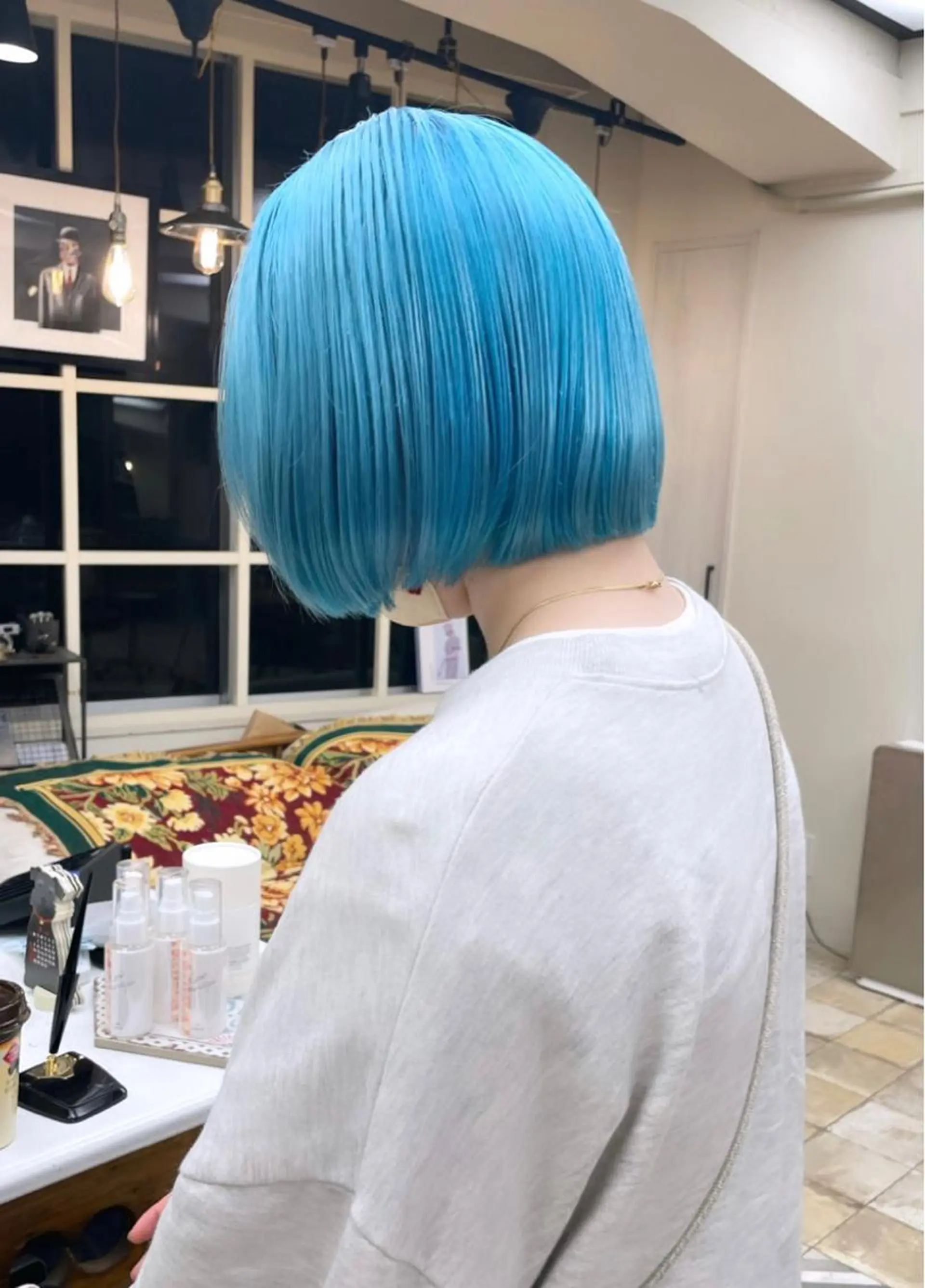 ショート カラー ヘアカラー ⭐ハイトーンブリーチ ミルクティーピンクのヘアスタイル