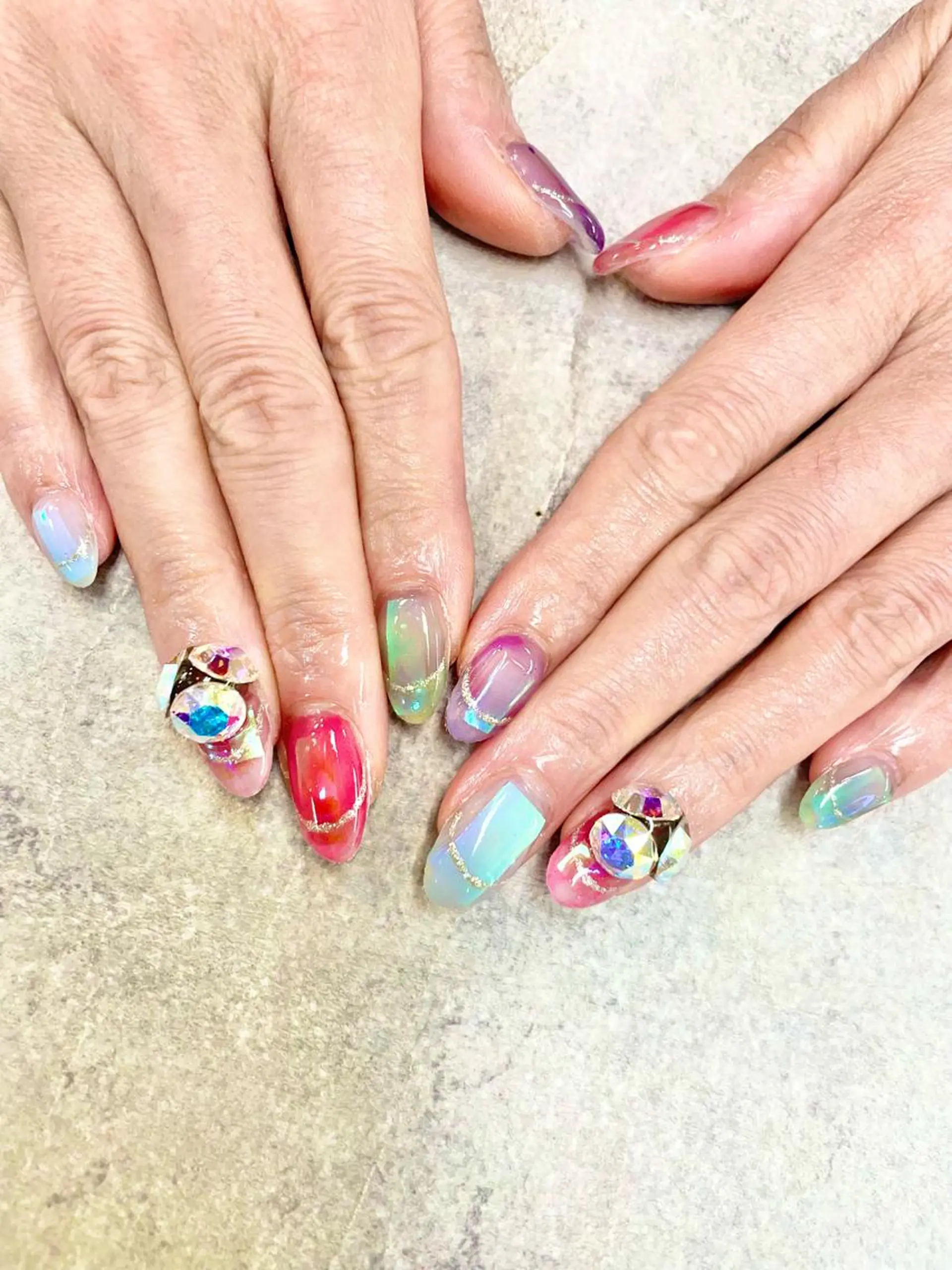 ネイル アートネイル フレンチネイル ジェルネイル ガラスフレンチ グラデーション ハンドネイル ハンドケア FASTNAIL PLUS 新宿店のネイルデザイン