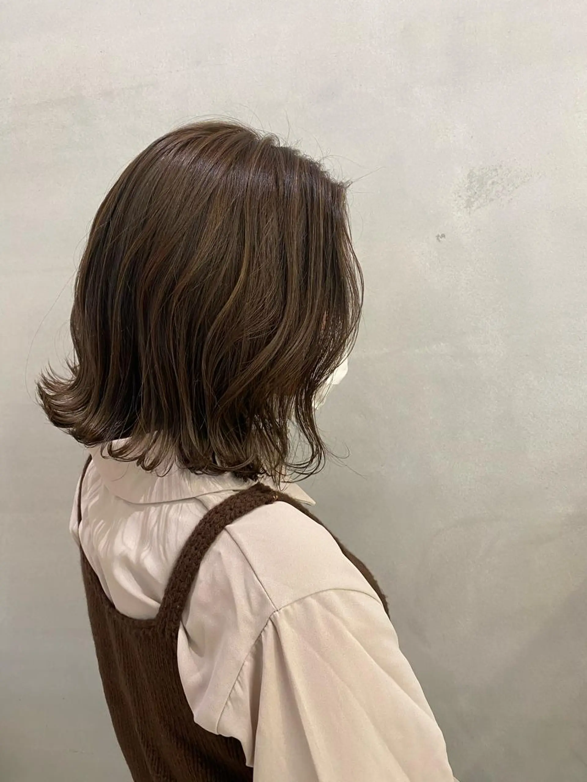 ミディアム カラー ヘアアレンジ ハイライトカラー ハイライト 、 、のヘアスタイル