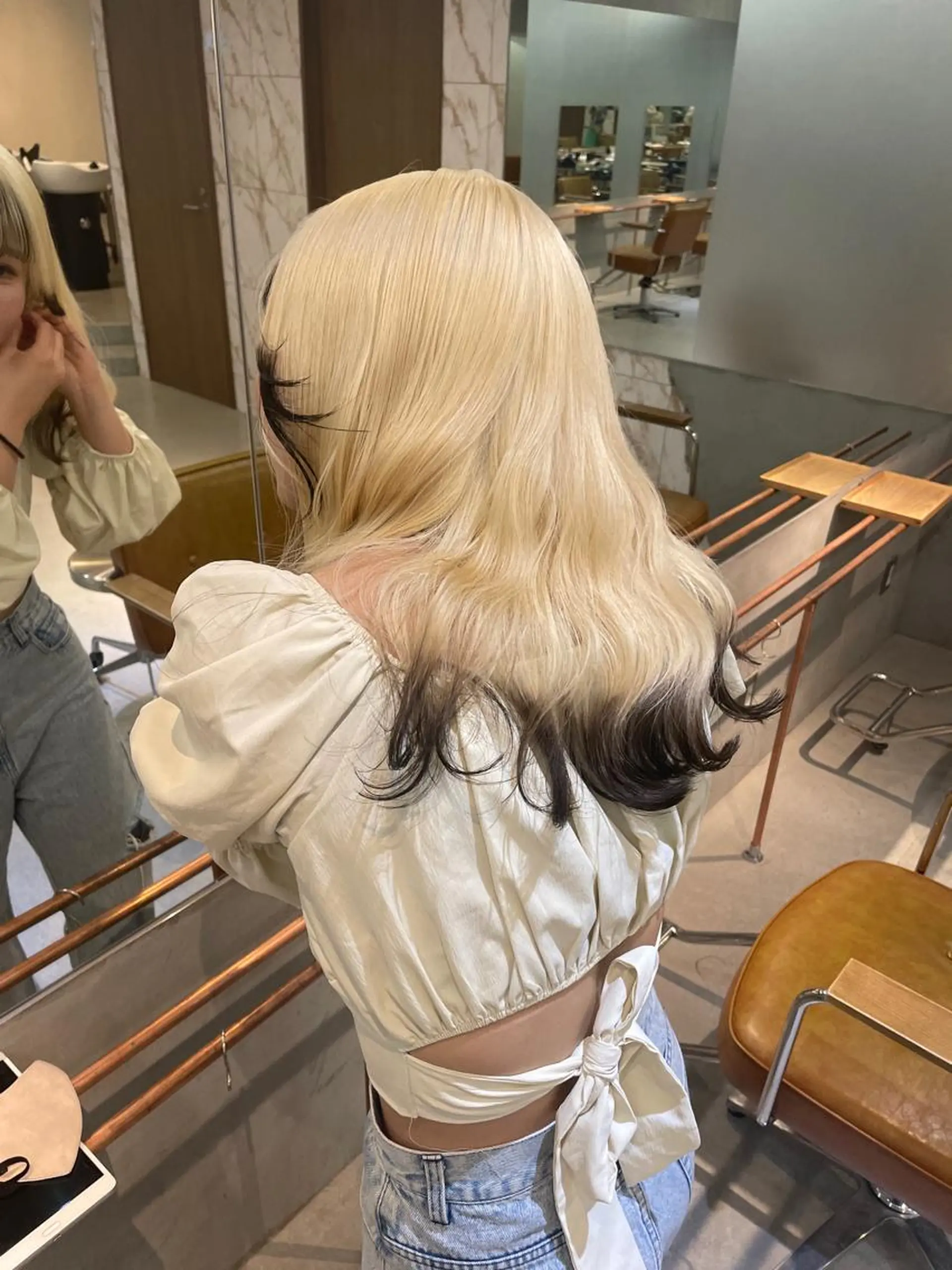 セミロング カラー 抜きっぱなしブロンド 韓国風ヘア Masena所属・💎韓国風レイヤー /ボブ💎Namiのヘアスタイル