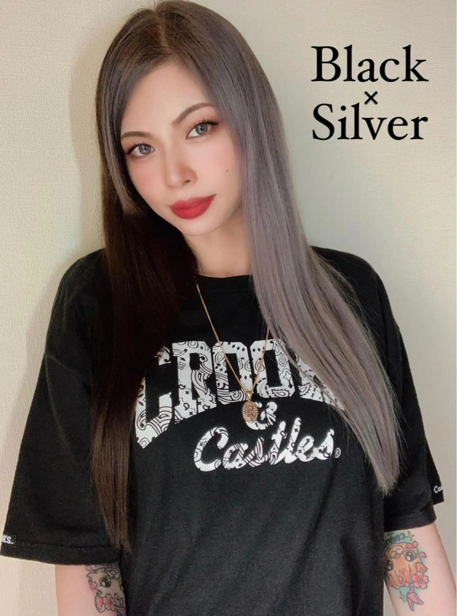 ロング カラー 黒髪 ブリーチ シルバー Beach private salon所属・Beach 代表 KENTAのヘアスタイル