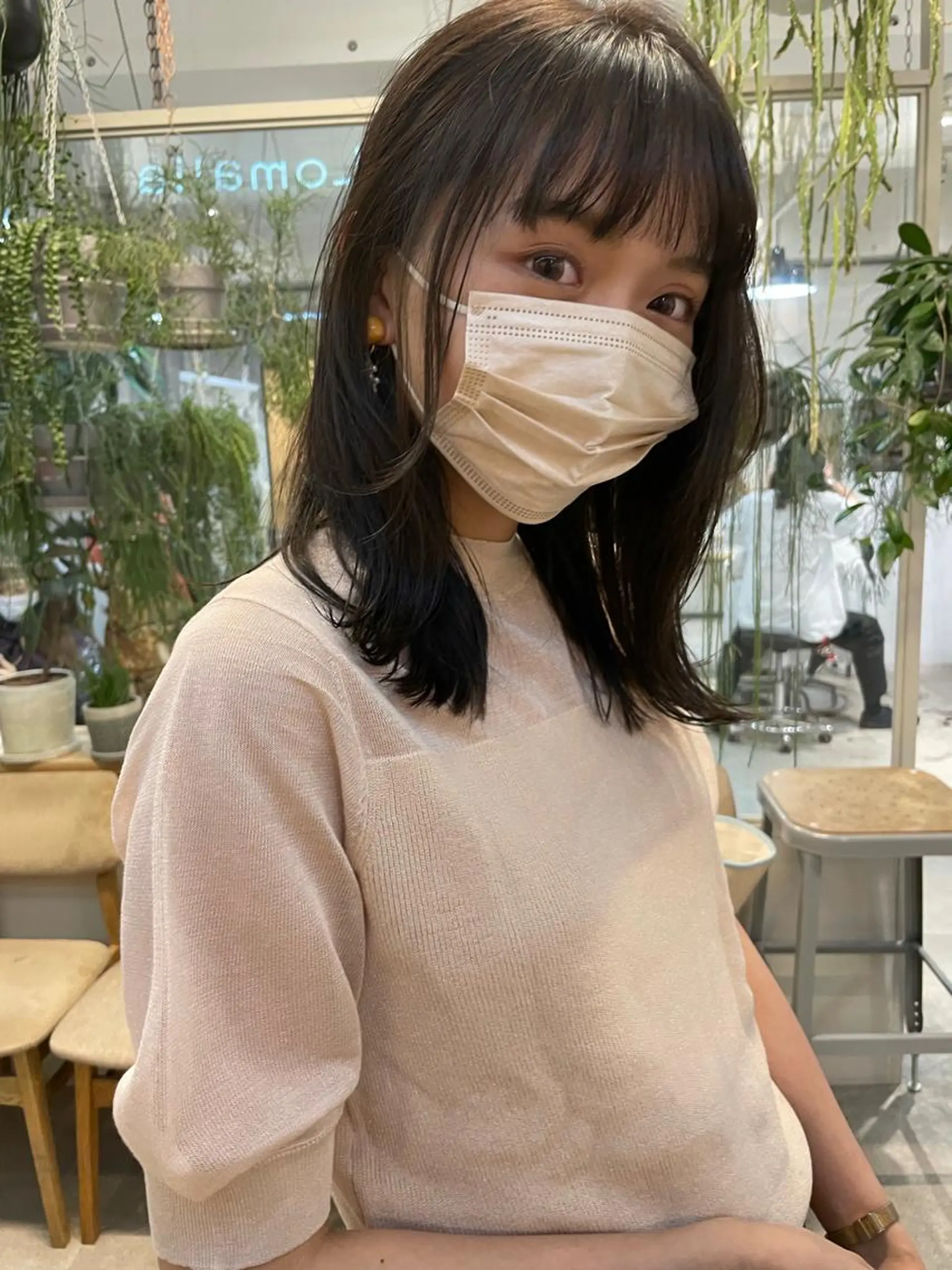 セミロング カラー ヘアアレンジ 小顔レイヤー×コンパ クトボブ/林隆平のヘアスタイル