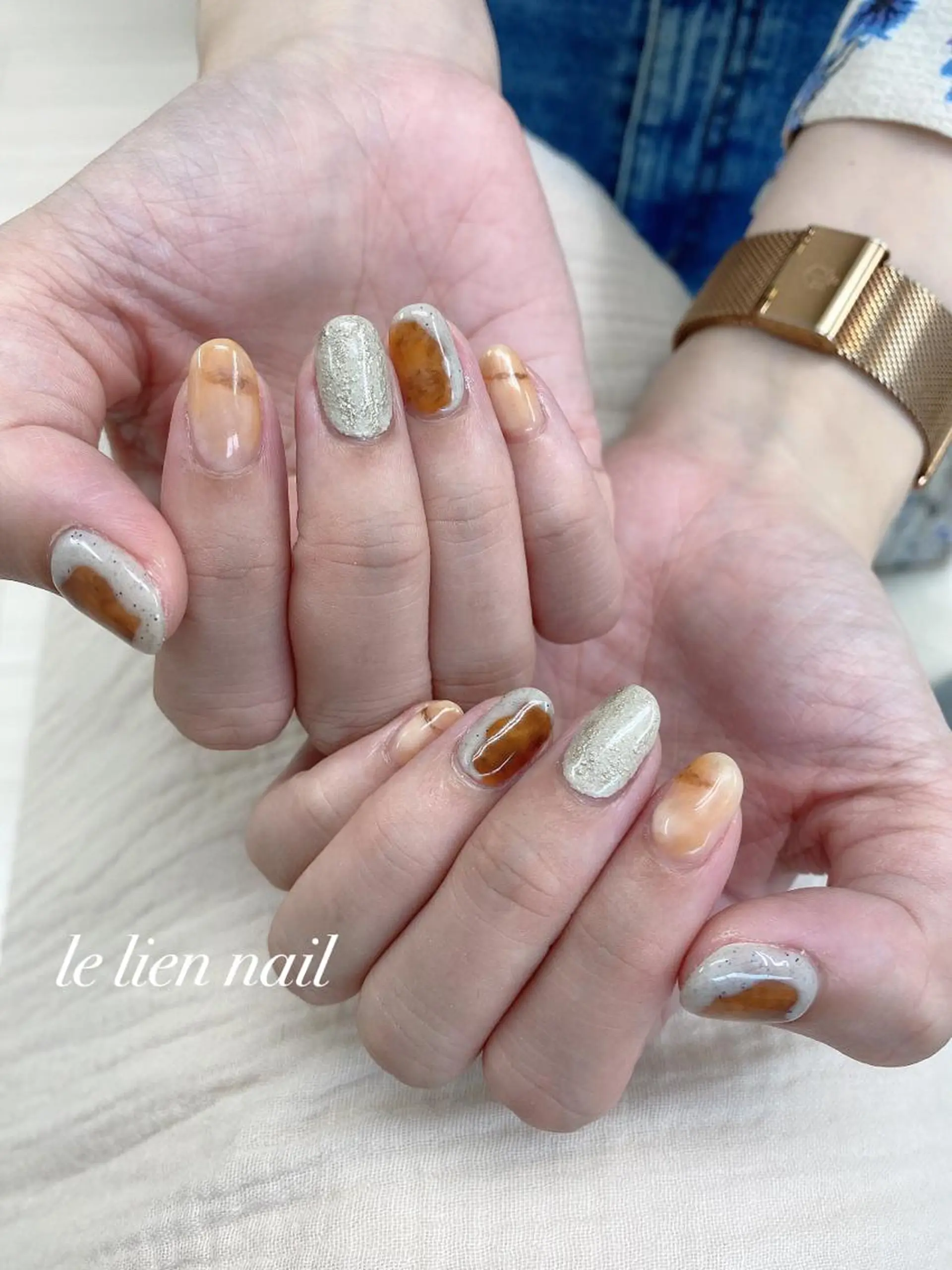 ネイル アートネイル べっ甲ネイル ニュアンスネイル le lien nailのネイルデザイン