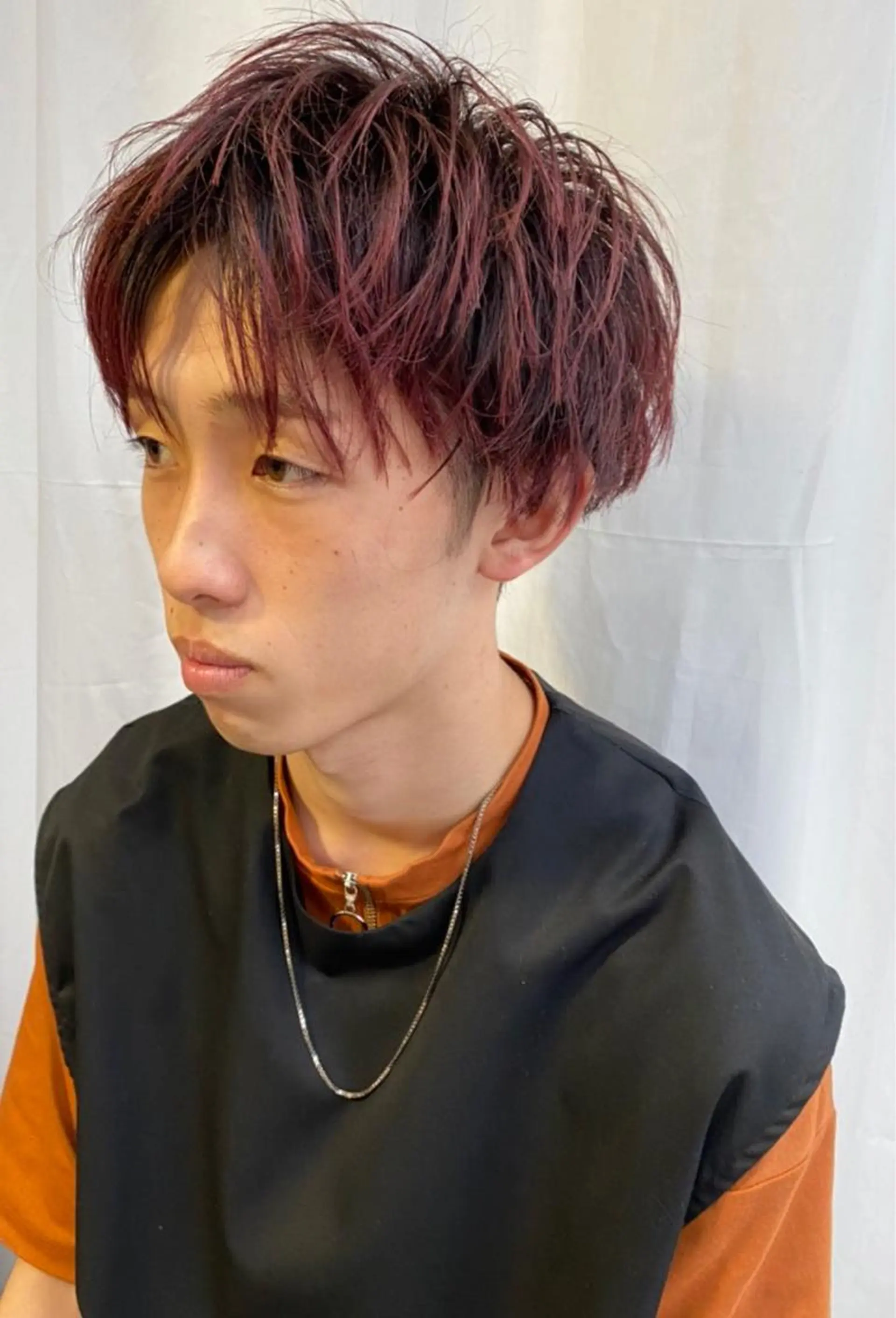 ショート カラー メンズ マッシュ ピンクカラー レッドカラー Piaコータロー ハイトーン&‪ボブのヘアスタイル