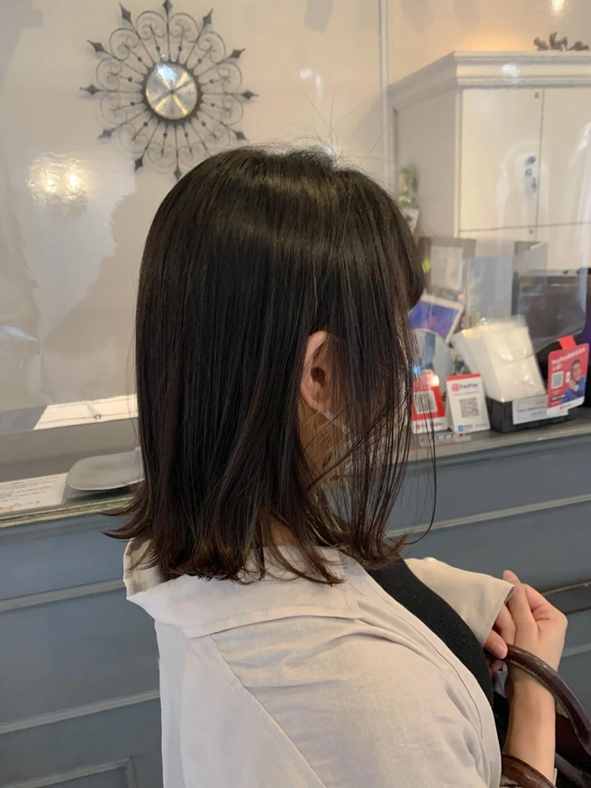 ミディアム パーマ 縮毛矯正 ストレートパーマ GO TODAY  SHAIR SALON 梅田NU茶屋町店所属・田中成美/レイヤー カット/透明感カラーのヘアスタイル