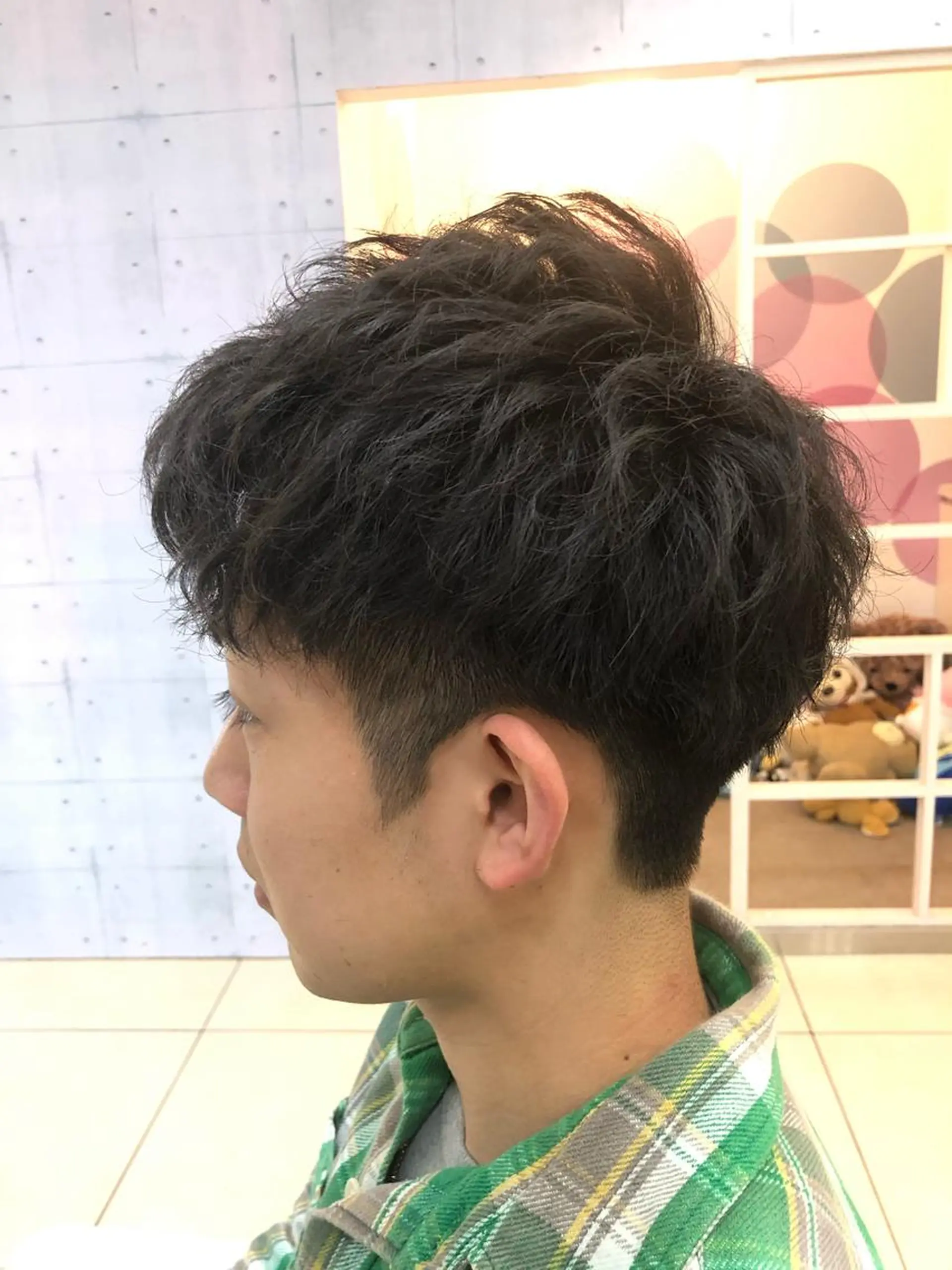 ショート パーマ メンズ 髪質改善× ハイライト溝江のヘアスタイル