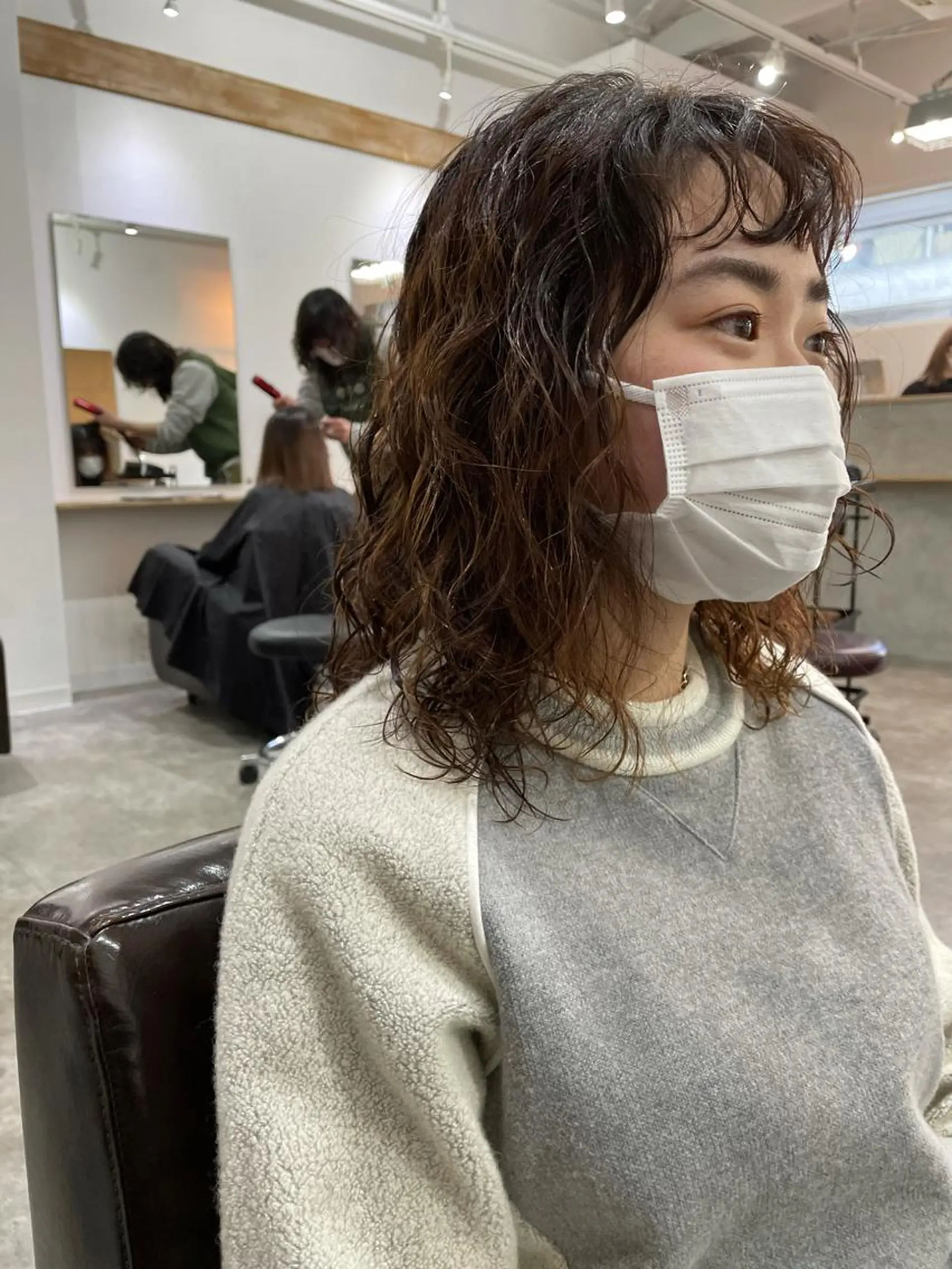 ミディアム パーマ ミディアムパーマ くせ毛 カット パーマ トリートメント パーマ/透明感カラー /ボブ/吉田一生のヘアスタイル