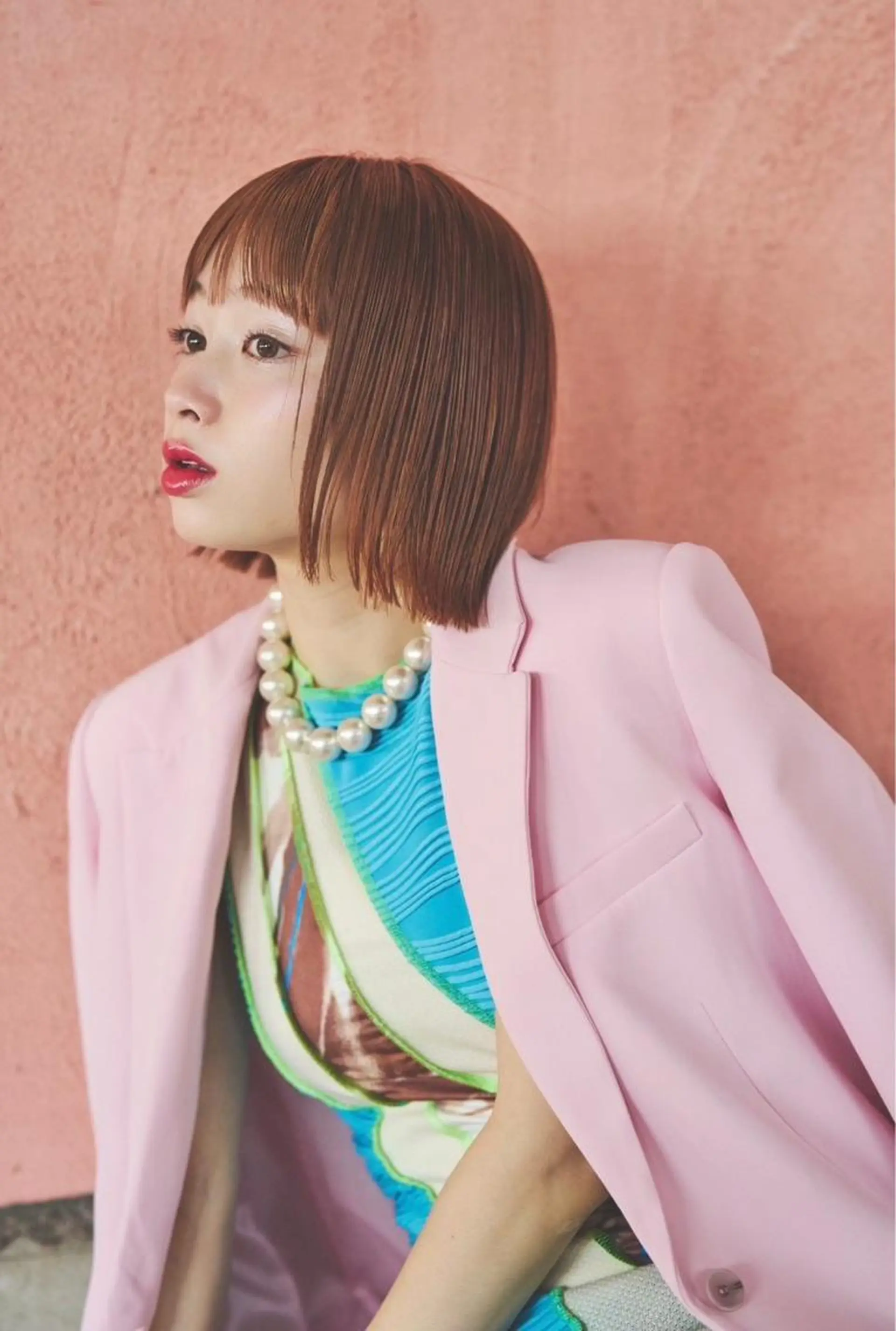 ショート ミルクティー× グレージュMOMOのヘアスタイル