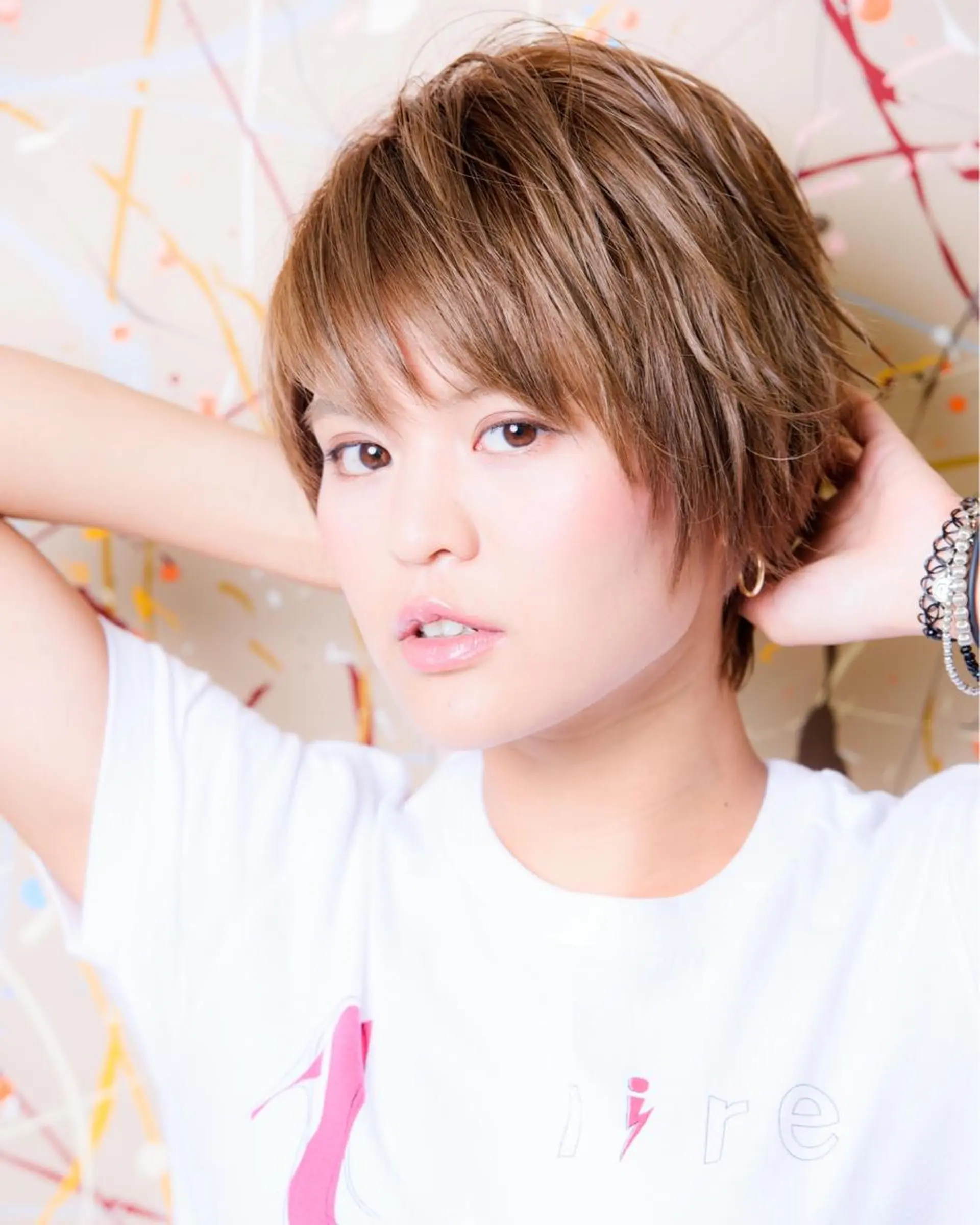 ショート カラー パーマ ヘアアレンジ ピンクカラー ショートヘア 脱白髪染め特化GBG 自由が丘所属・【白髪ぼかし 専門GBG】自由が丘のヘアスタイル