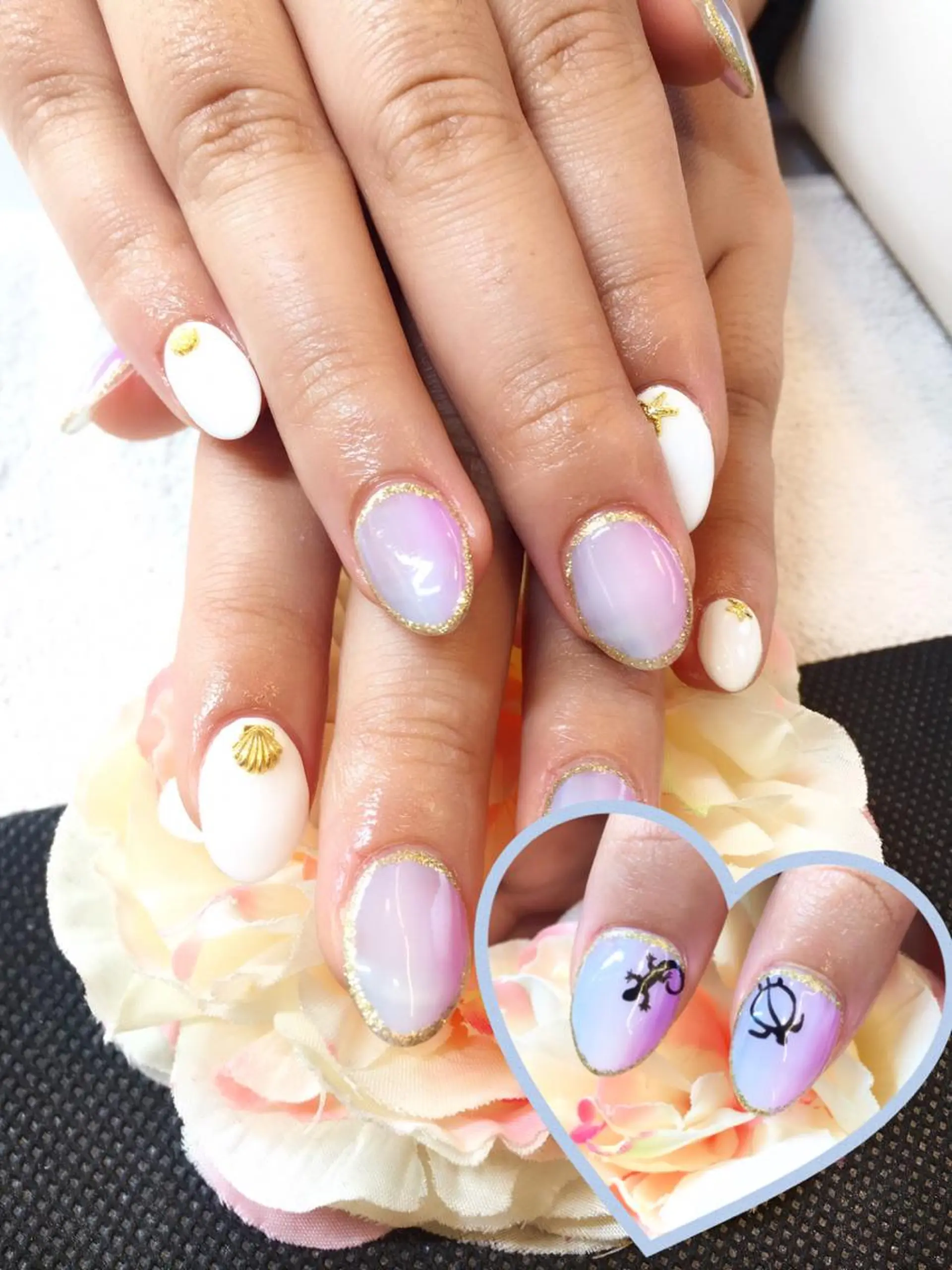 ネイル フットネイル ジェルネイル ミラーネイル パラジェル 春ネイル clover nailのネイルデザイン