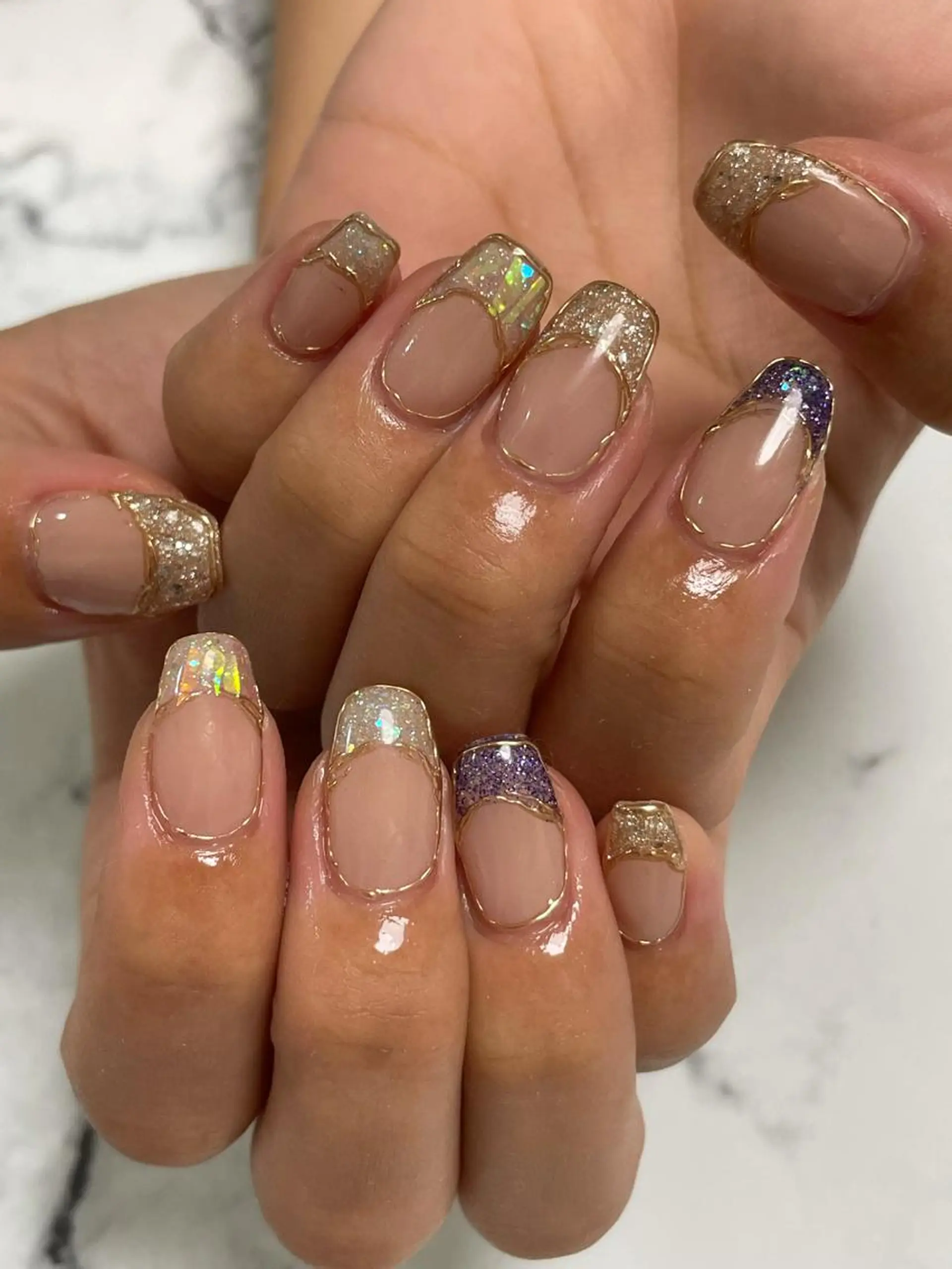 ネイル クリアネイル フレンチネイル ラメ(グリッター) ニュアンスネイル private salon NIKOのネイルデザイン