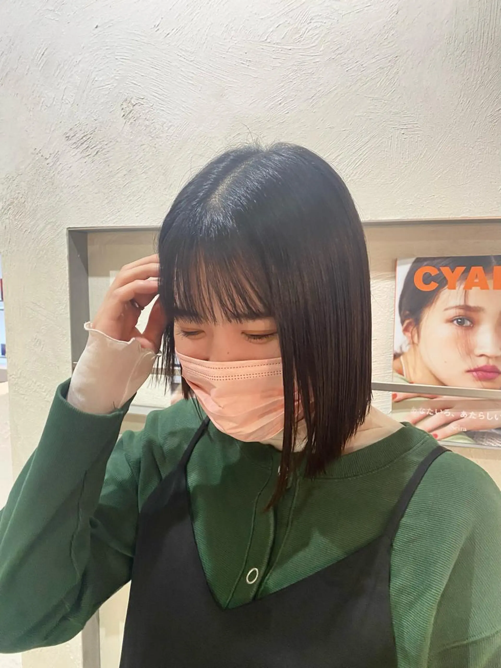 セミロング 切りっぱなしボブ ボブ 縮毛矯正 I nagiのヘアスタイル