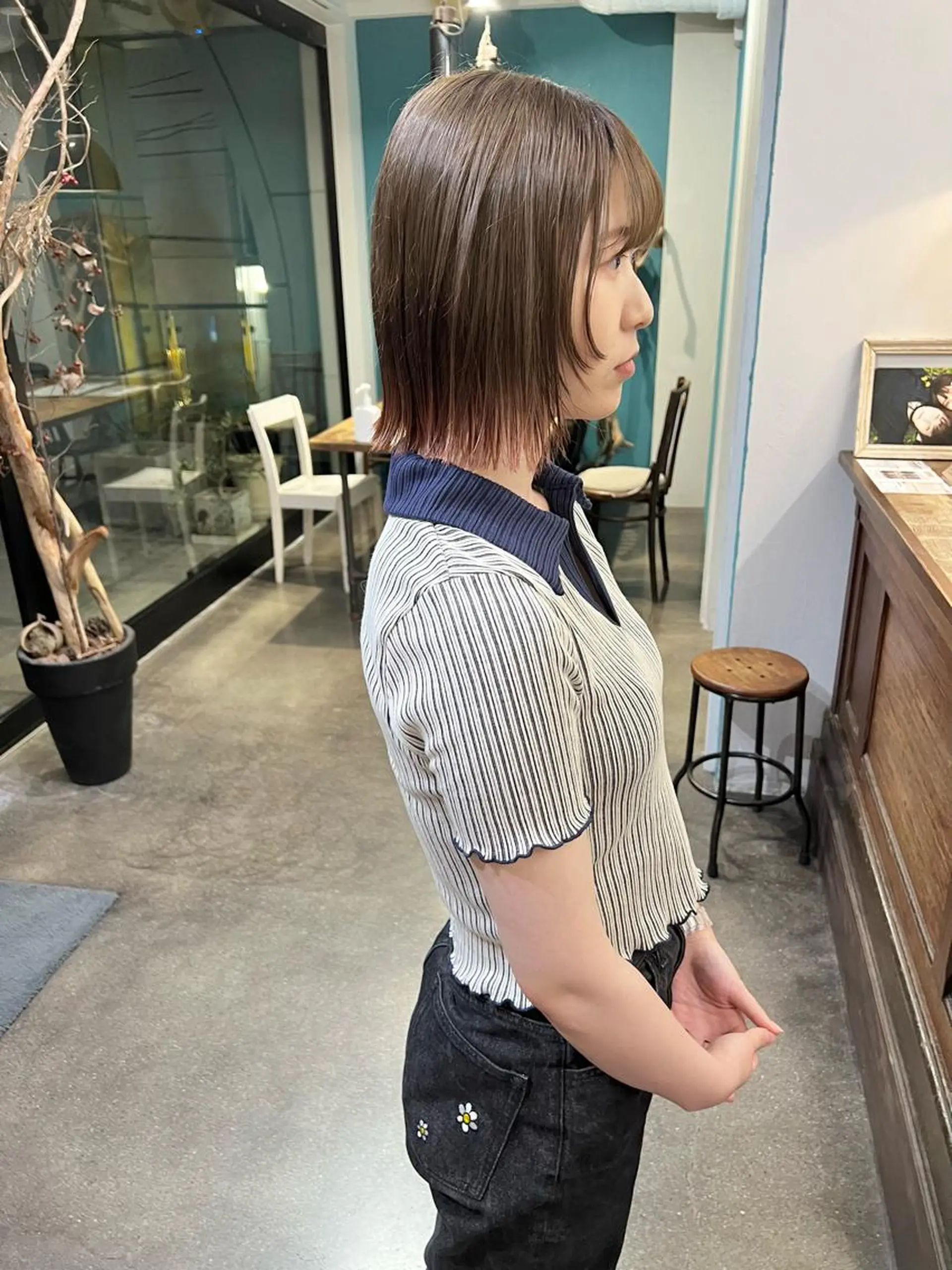 ショート カラー 切りっぱなしボブ ブリーチ ケアブリーチ ダブルカラー グラデーションカラー カット ヘアカラー 千葉 郁也のヘアスタイル