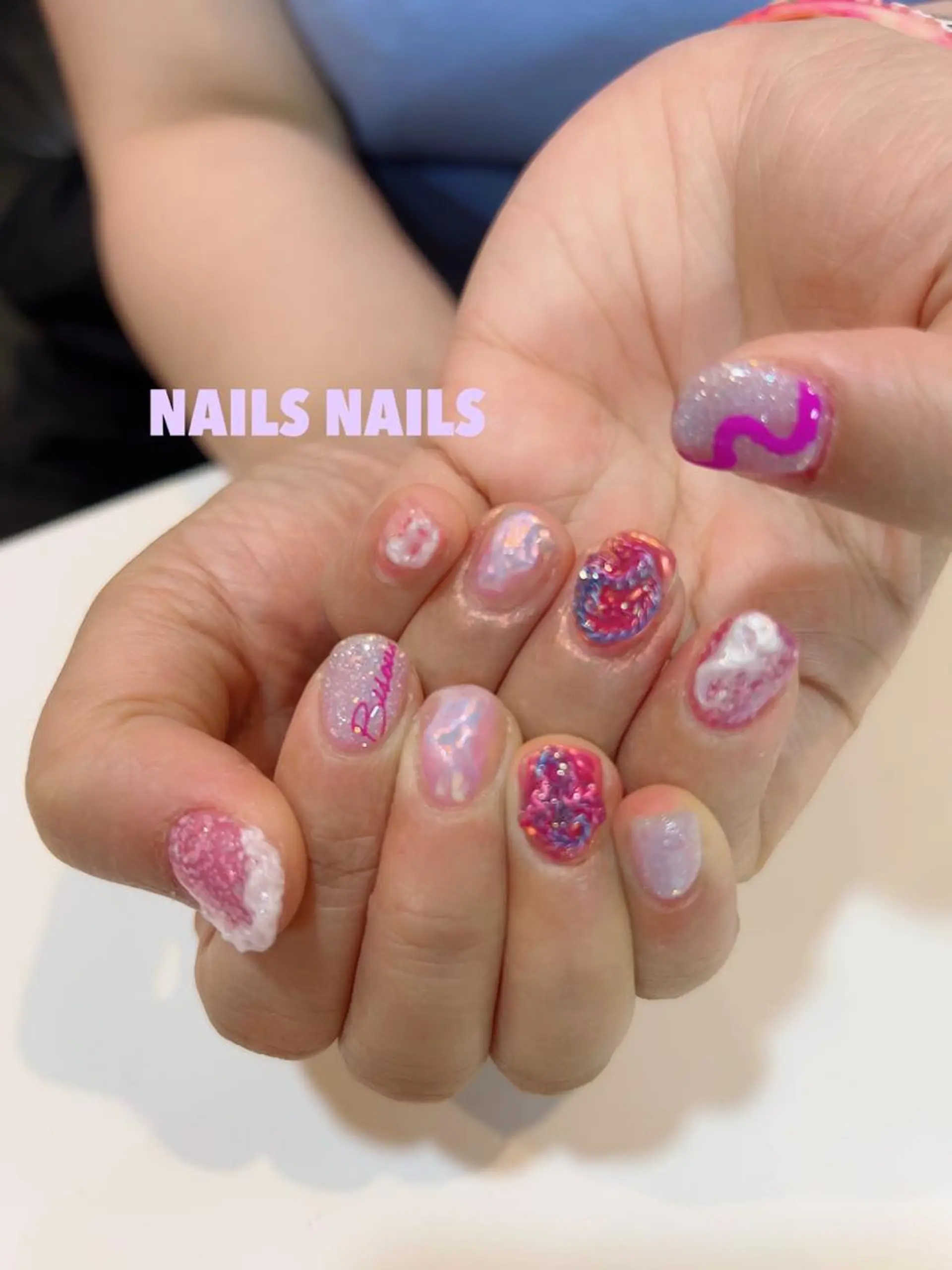 ネイル ジェルネイル ミラーネイル パープル ハンドネイル NAILSNAILS ERIKAのネイルデザイン