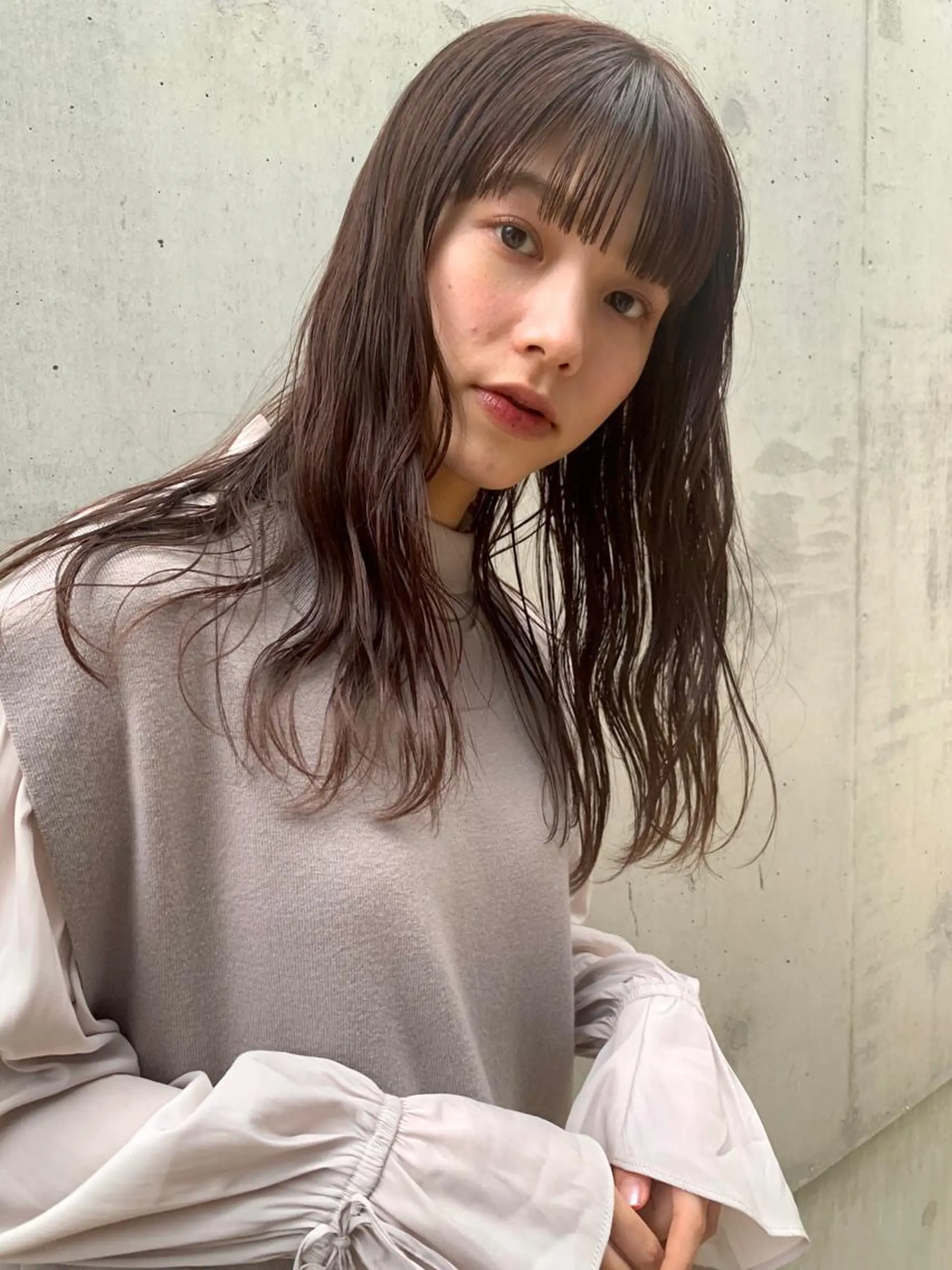 ロング カラー 髪質改善カラー&TR 縮毛矯正/弱酸性矯正のヘアスタイル