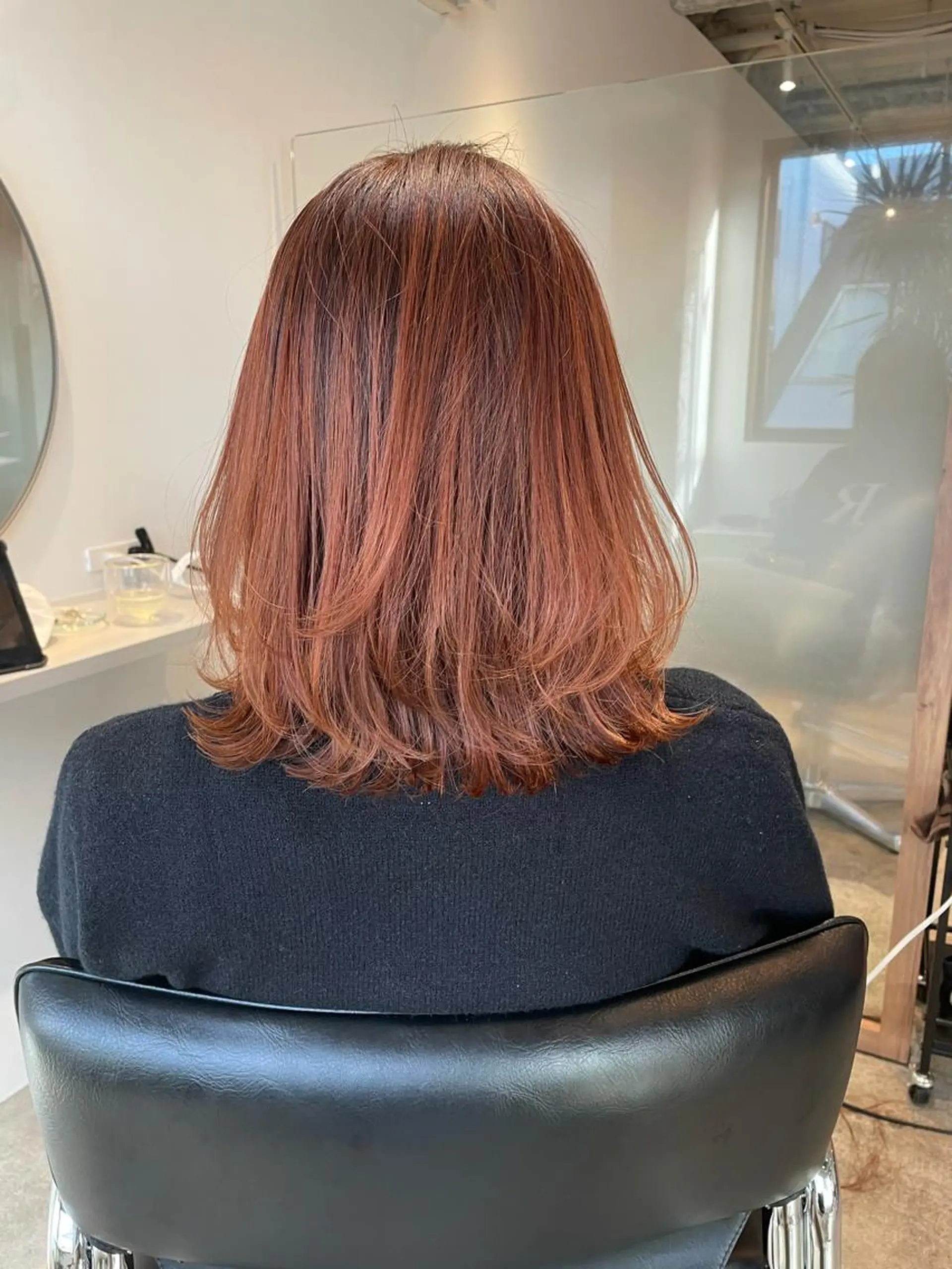 ミディアム カラー ベージュカラー ハイライトカラー オレンジ オレンジベージュ 伸ばしかけ カット ヘアカラー トリートメント 中目黒🌼 🌼ハナのヘアスタイル