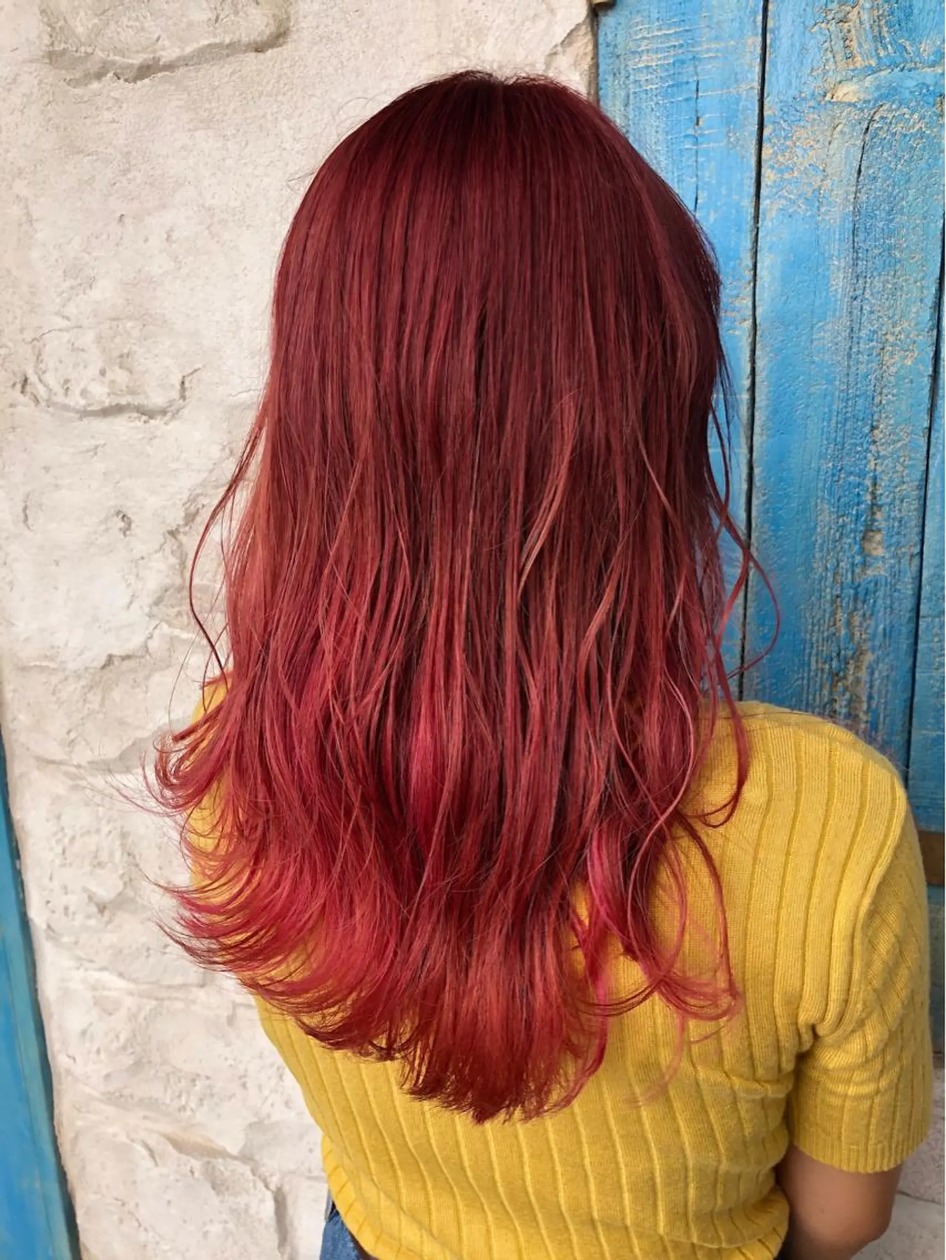 ロング カラー グラデーションカラー ピンクカラー 佐久間 広祐のヘアスタイル