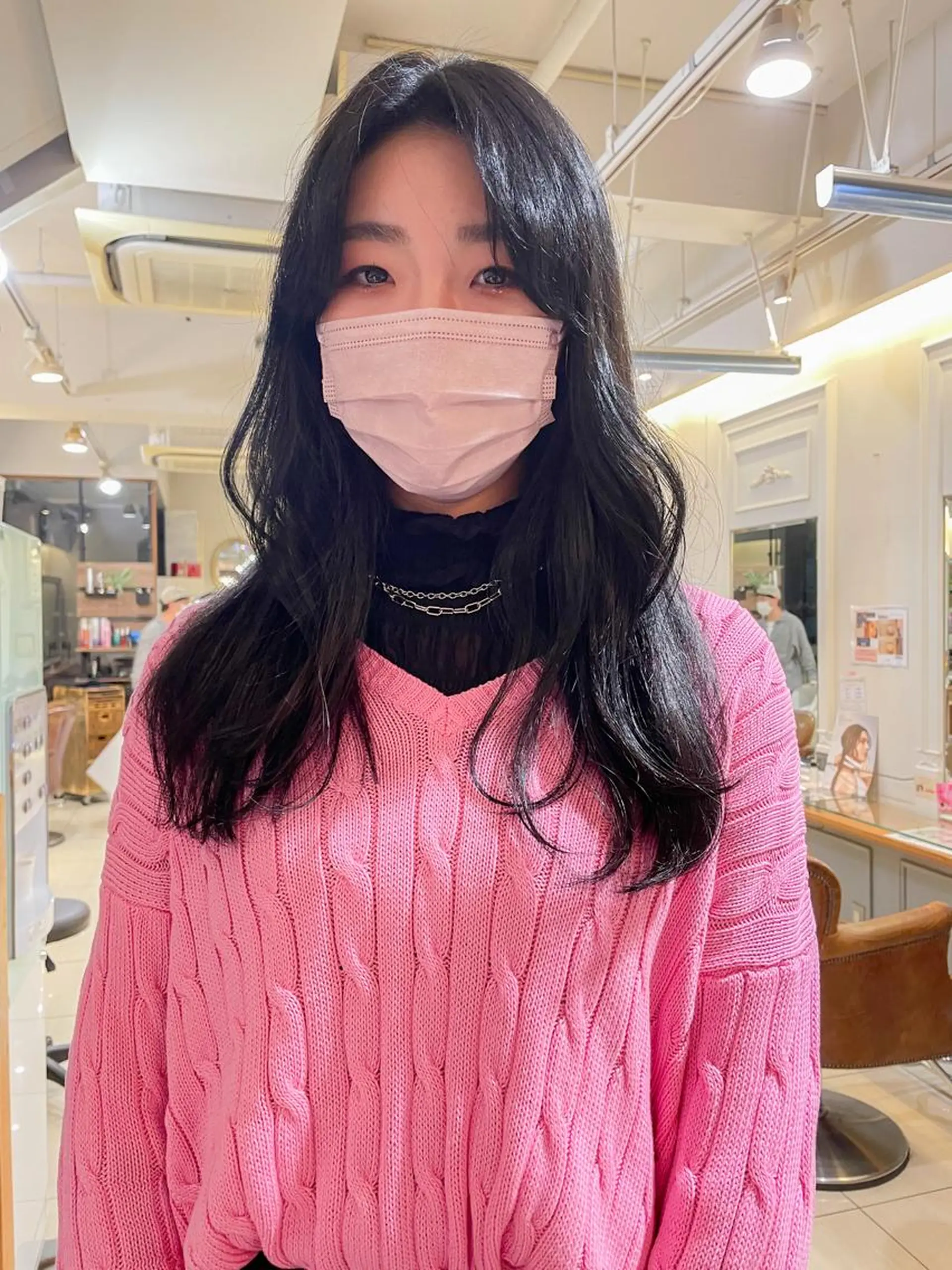 ロング カラー 黒髪 ブルーカラー ブルーブラック 透明感カラー ボブ ブリーチ/miinaのヘアスタイル