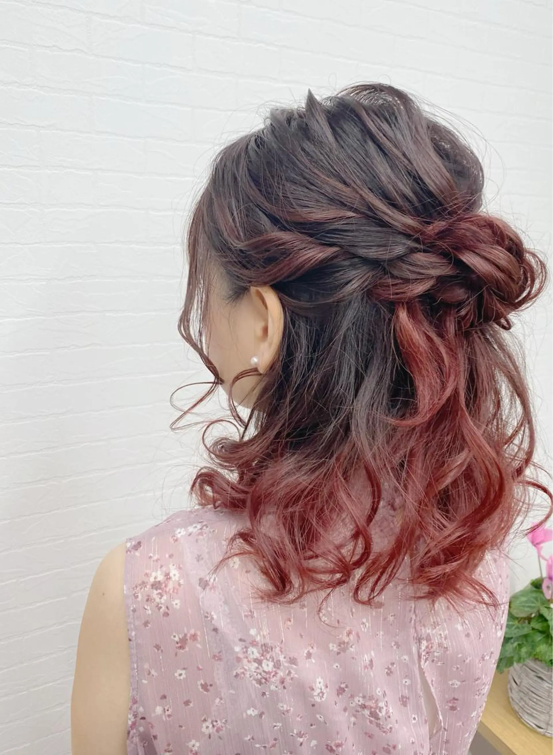 セミロング ヘアアレンジ ハーフアップ お団子ヘア ヘアセット GRANLUSSO 〜グランルッソ駅前店所属・木口 嘉美のヘアスタイル