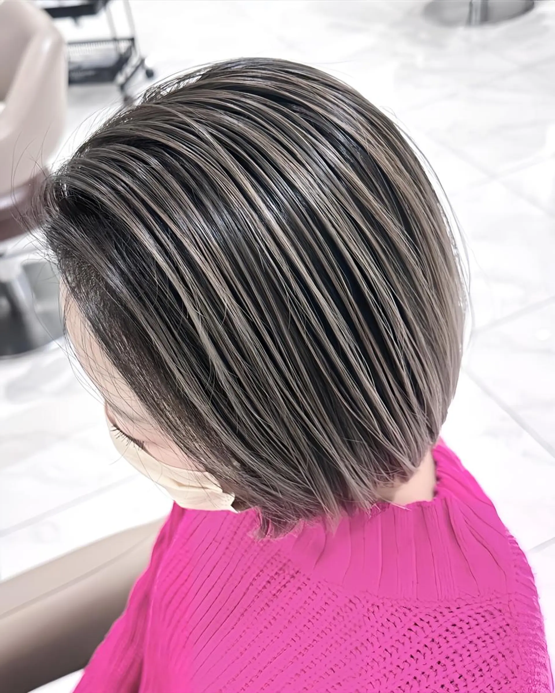 セミロング カラー バレイヤージュ 髪質改善 レイヤーカット カット ヘアカラー トリートメント 山崎俊輔/髪質改善 /バレイヤージュのヘアスタイル