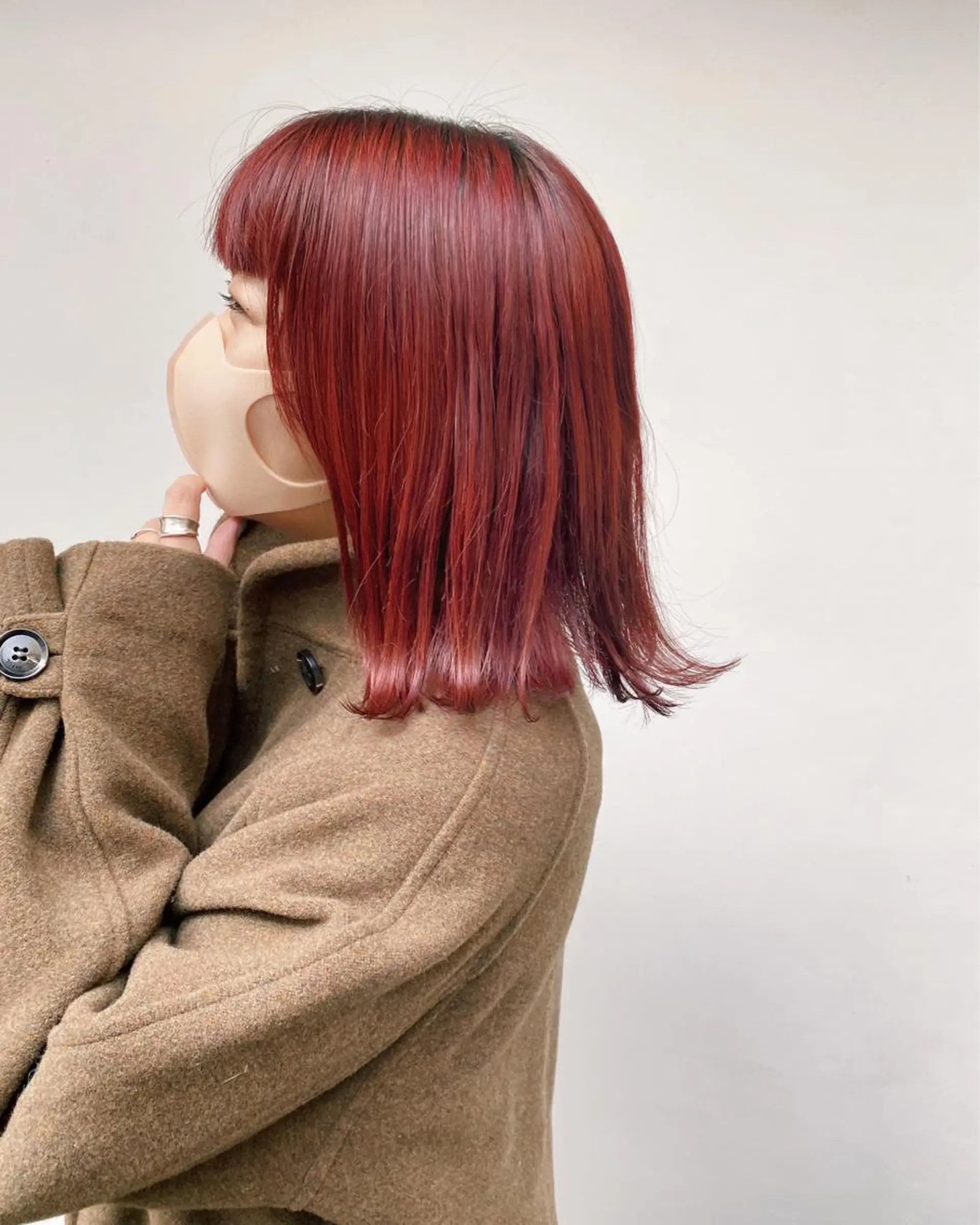 ミディアム カラー ブリーチ ダブルカラー レッドカラー カット ヘアカラー トリートメント tonari 梅田、中崎町のヘアスタイル