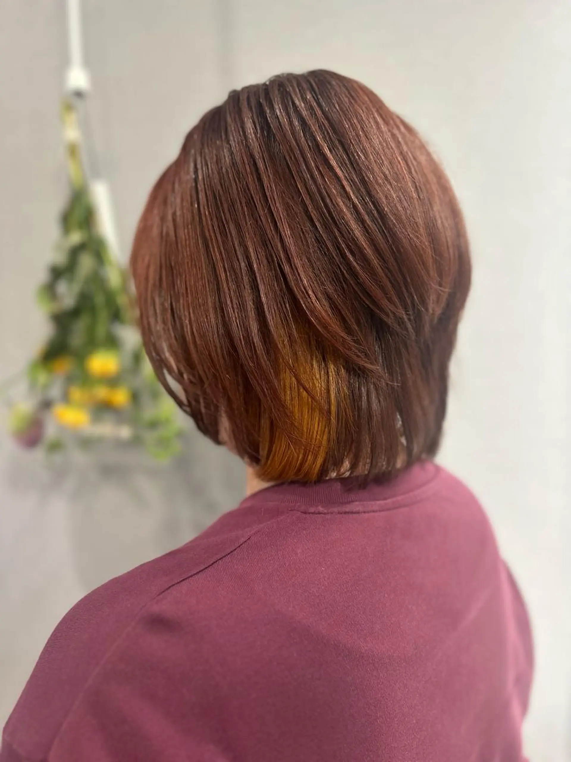 ショート カラー ブリーチ イヤリングカラー オレンジ ヘアカラー K Harukaのヘアスタイル