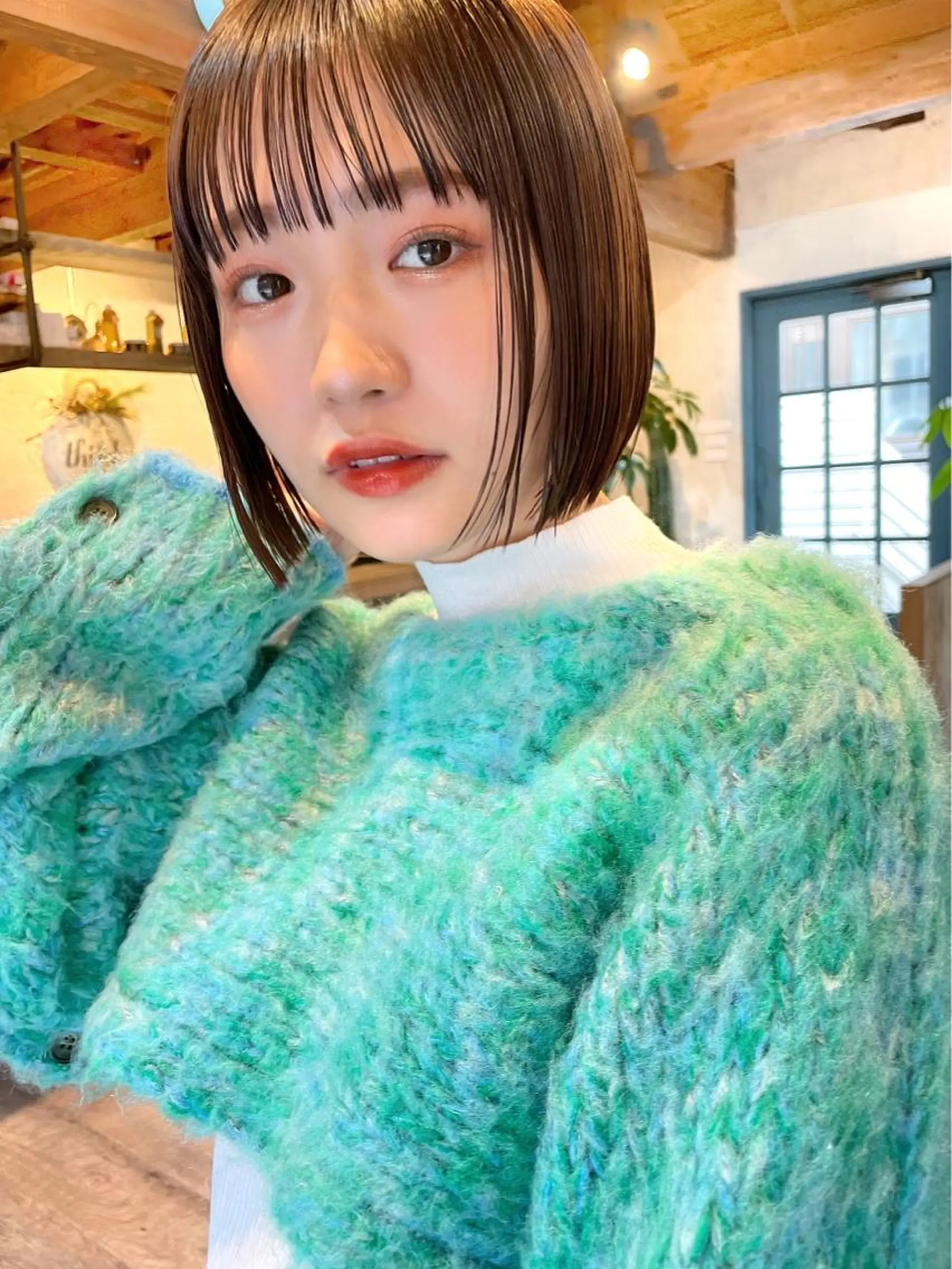 ショート カラー カット ヘアカラー トリートメント 結べるレイヤーボブ くびれLady表参道のヘアスタイル