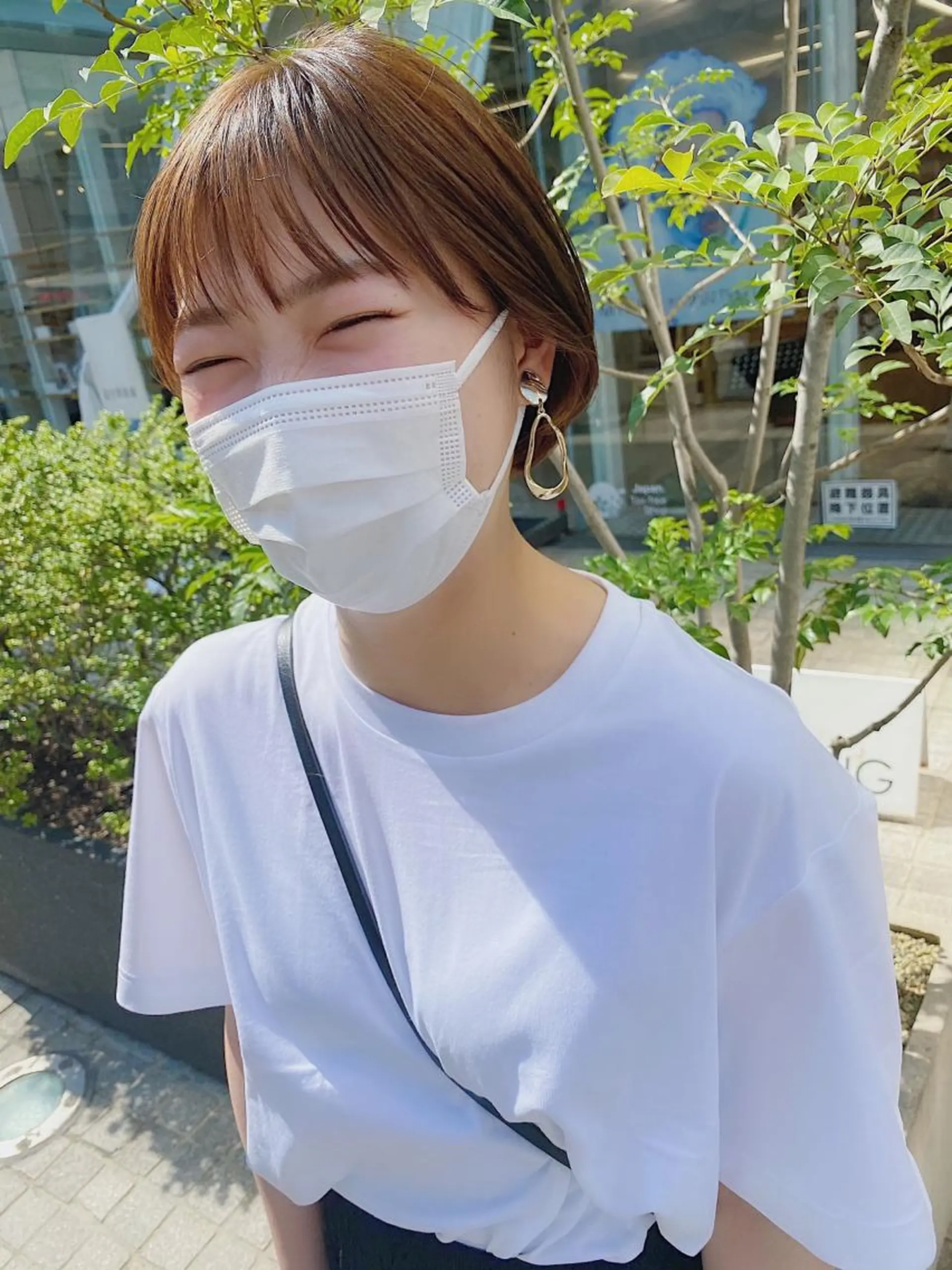 ショート カラー パーマ ヘアアレンジ カット umu.［韓国ヘア /ダウンパーマ］のヘアスタイル