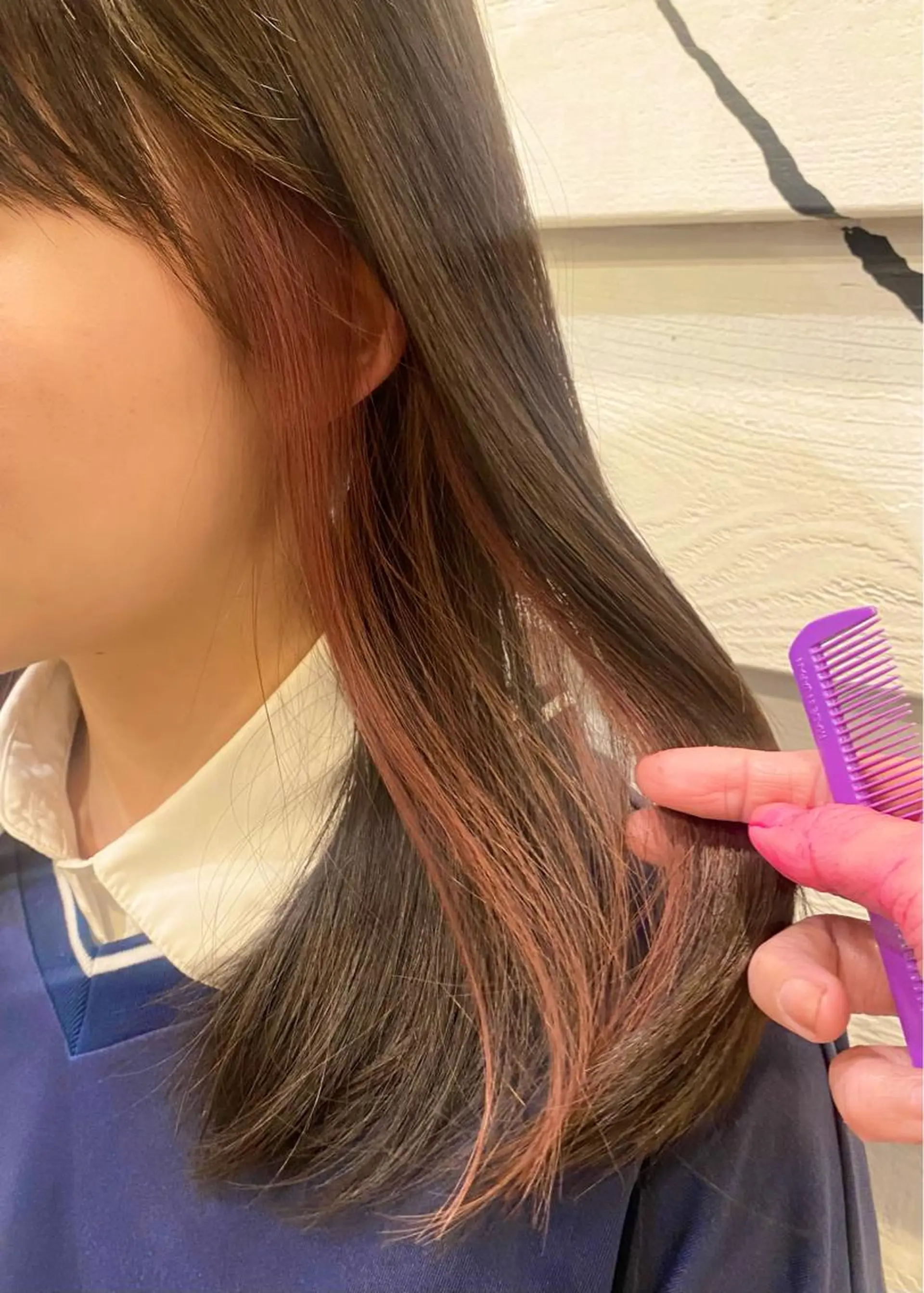 ミディアム カラー イヤリングカラー ピンクカラー ‎🤍透明感カラー 【仙川】セリナ‎🤍のヘアスタイル