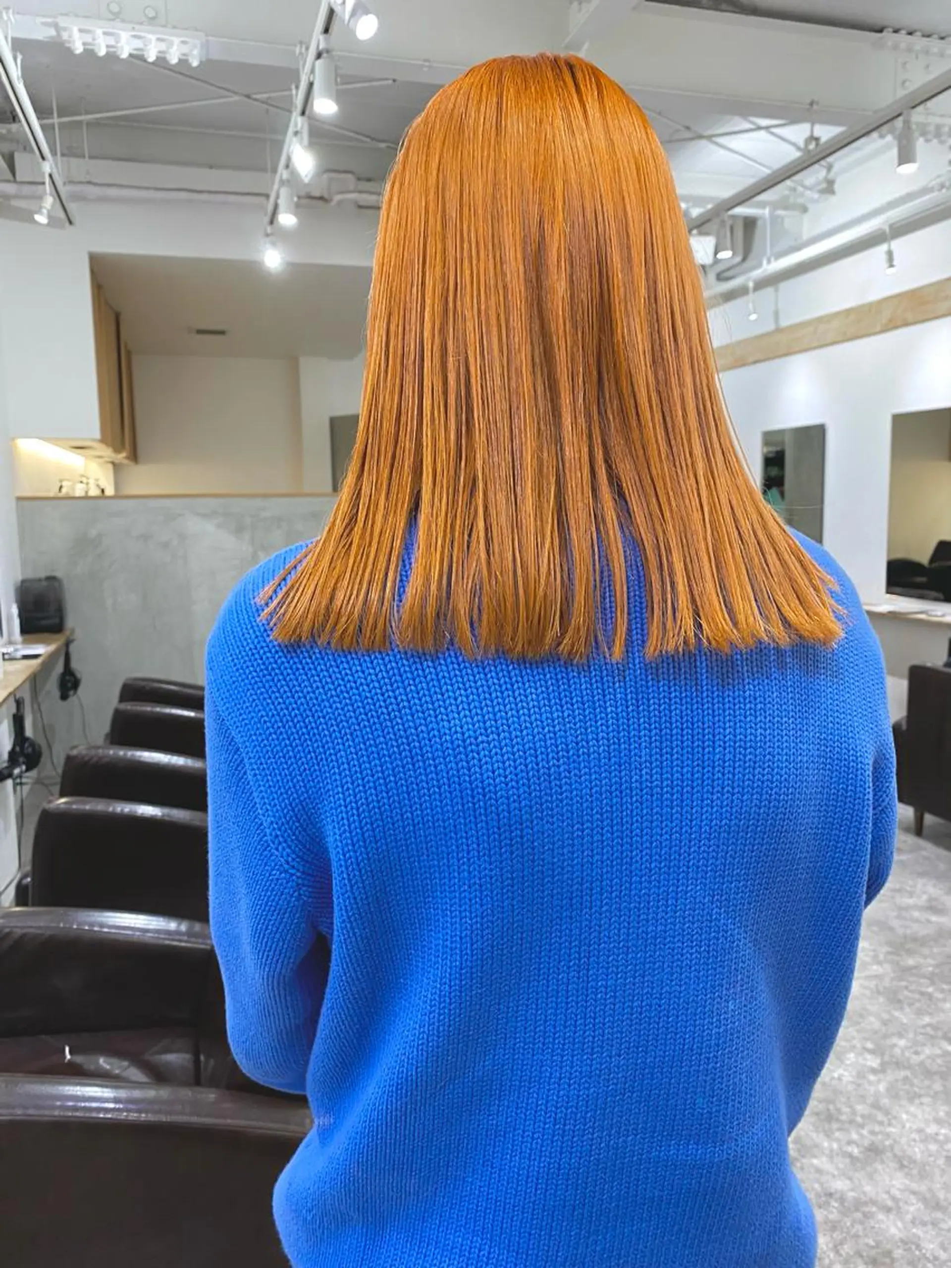 セミロング カラー オレンジ ヘアカラー 森貴裕/ベージュ/ パーマ/オリーブのヘアスタイル