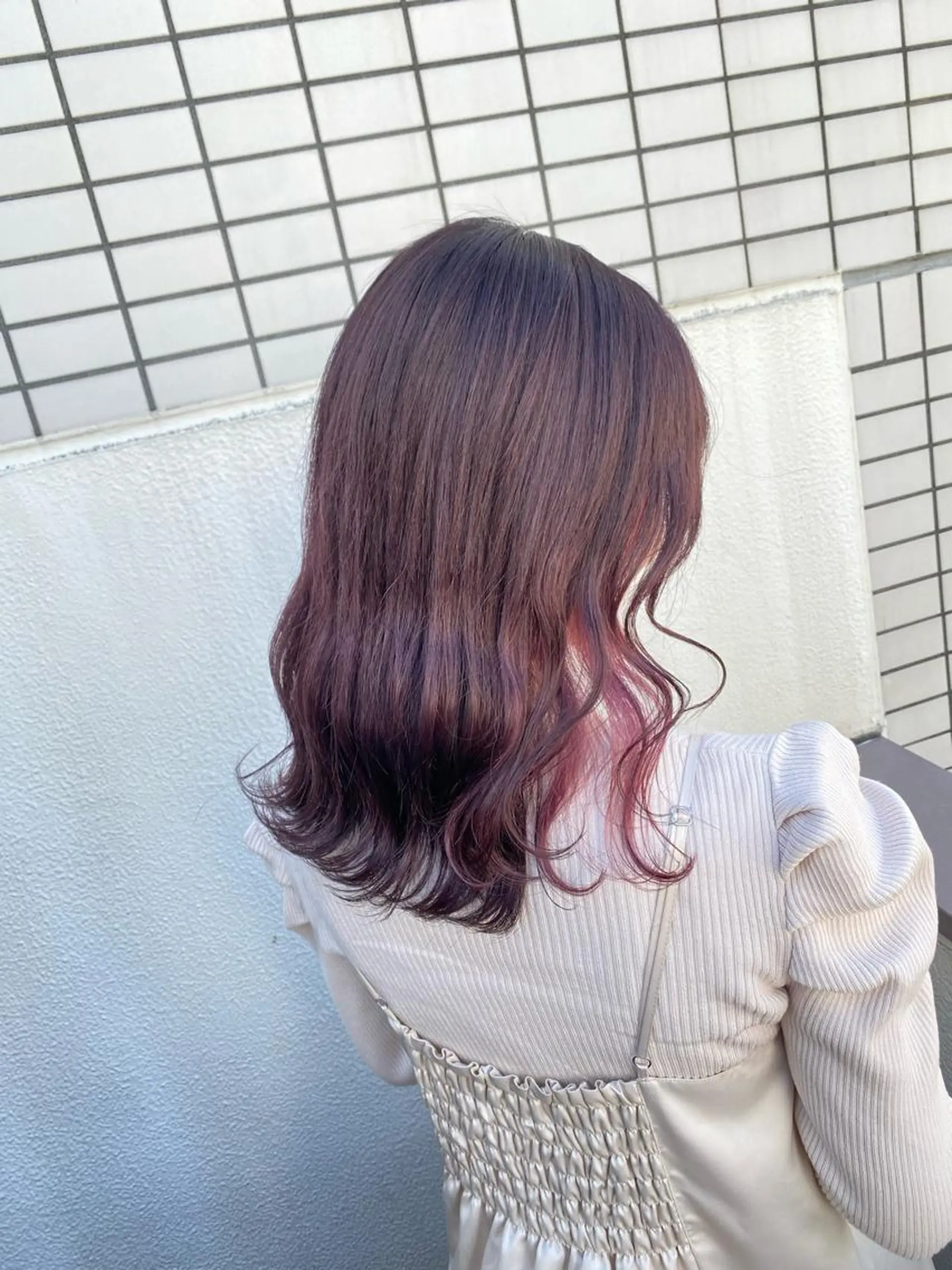 セミロング カラー エフェクトブリーチ 🌟前澤啓太朗のヘアスタイル