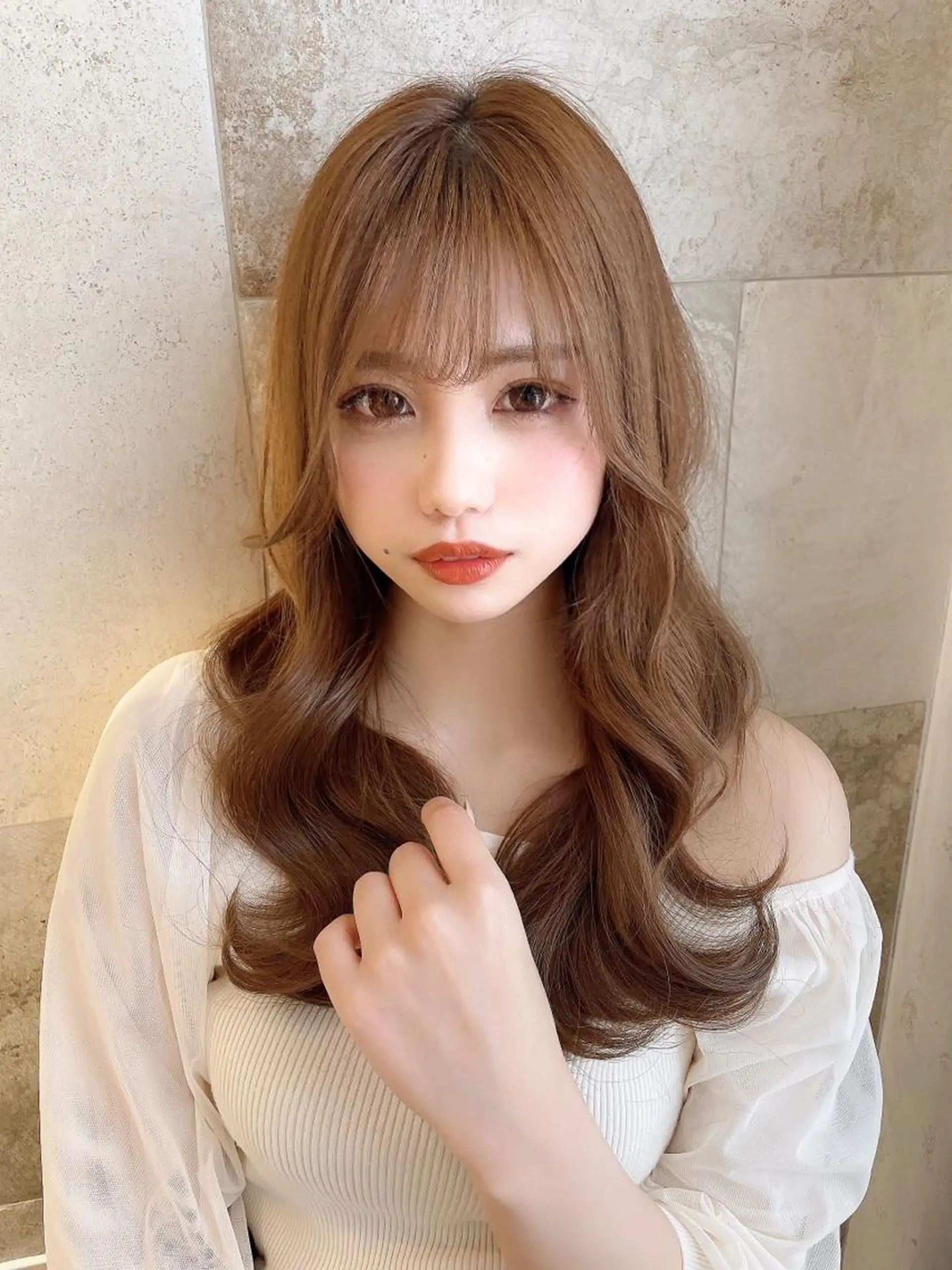 ミディアム 外国人風カラー 韓国風ヘア 木屋元一/透明感 /レイヤー/顔まわりのヘアスタイル