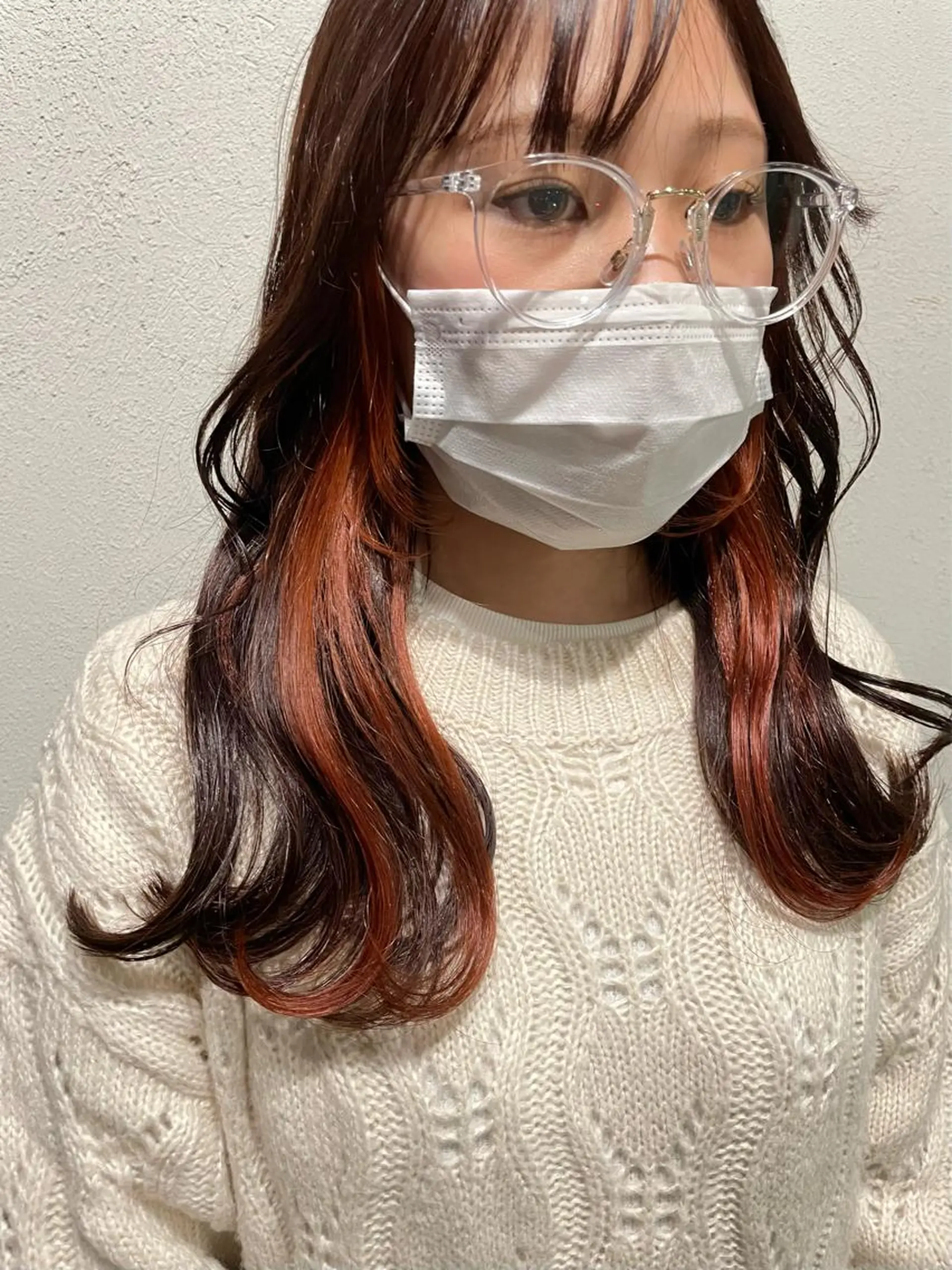 ロング カラー ブラウンカラー インナーカラー オレンジ Hana ♡ marshu梅田のヘアスタイル