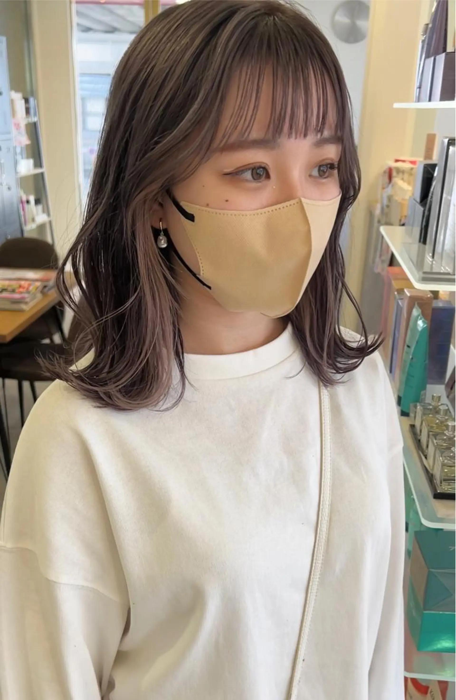 ミディアム 透明感カラー／ 髪質改善／ボブ／中山のヘアスタイル