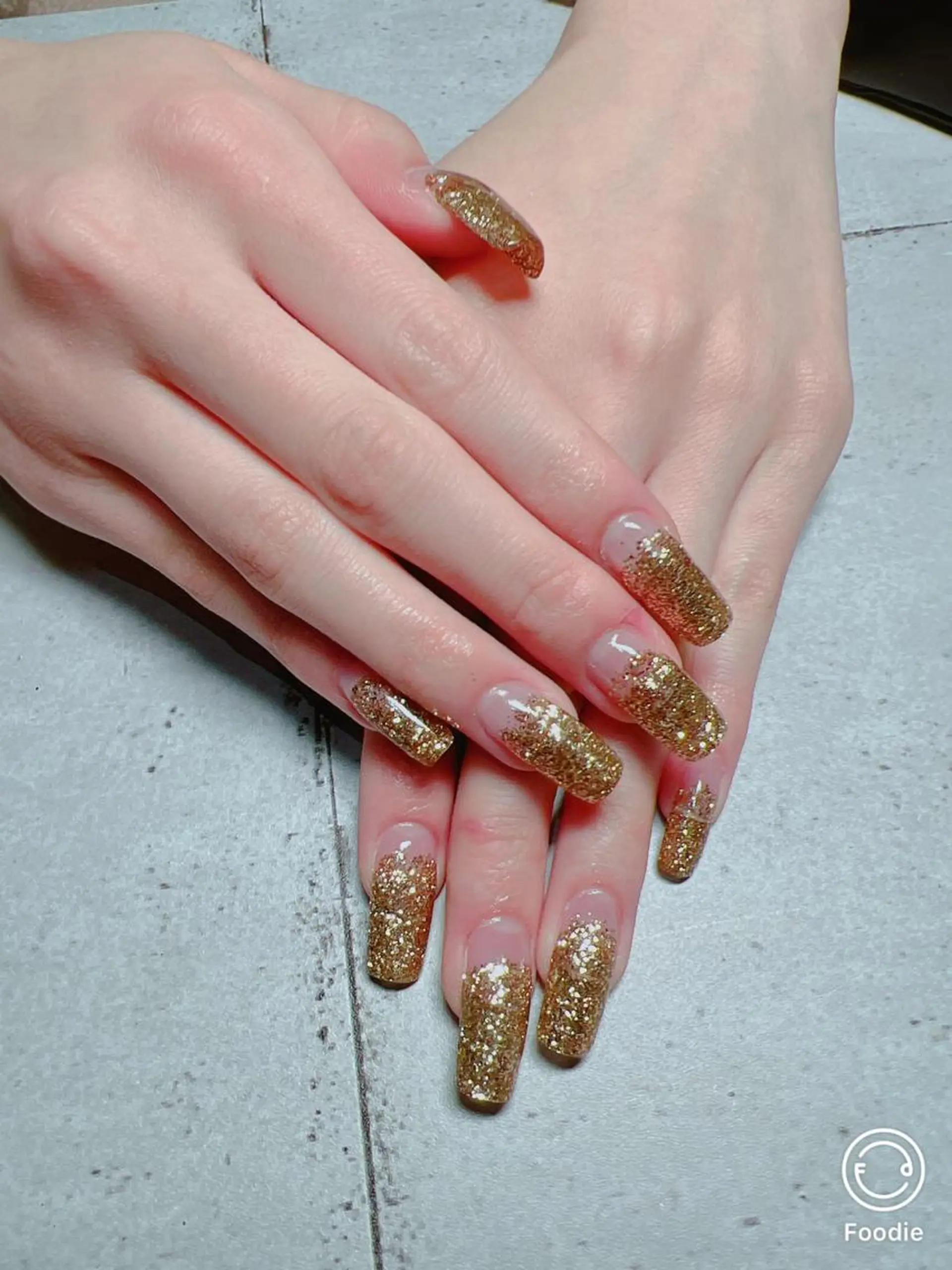 ネイル ゴールド グラデーション ラメ(グリッター) ラメグラデーション スカルプネイル たきぐち みちこのネイルデザイン