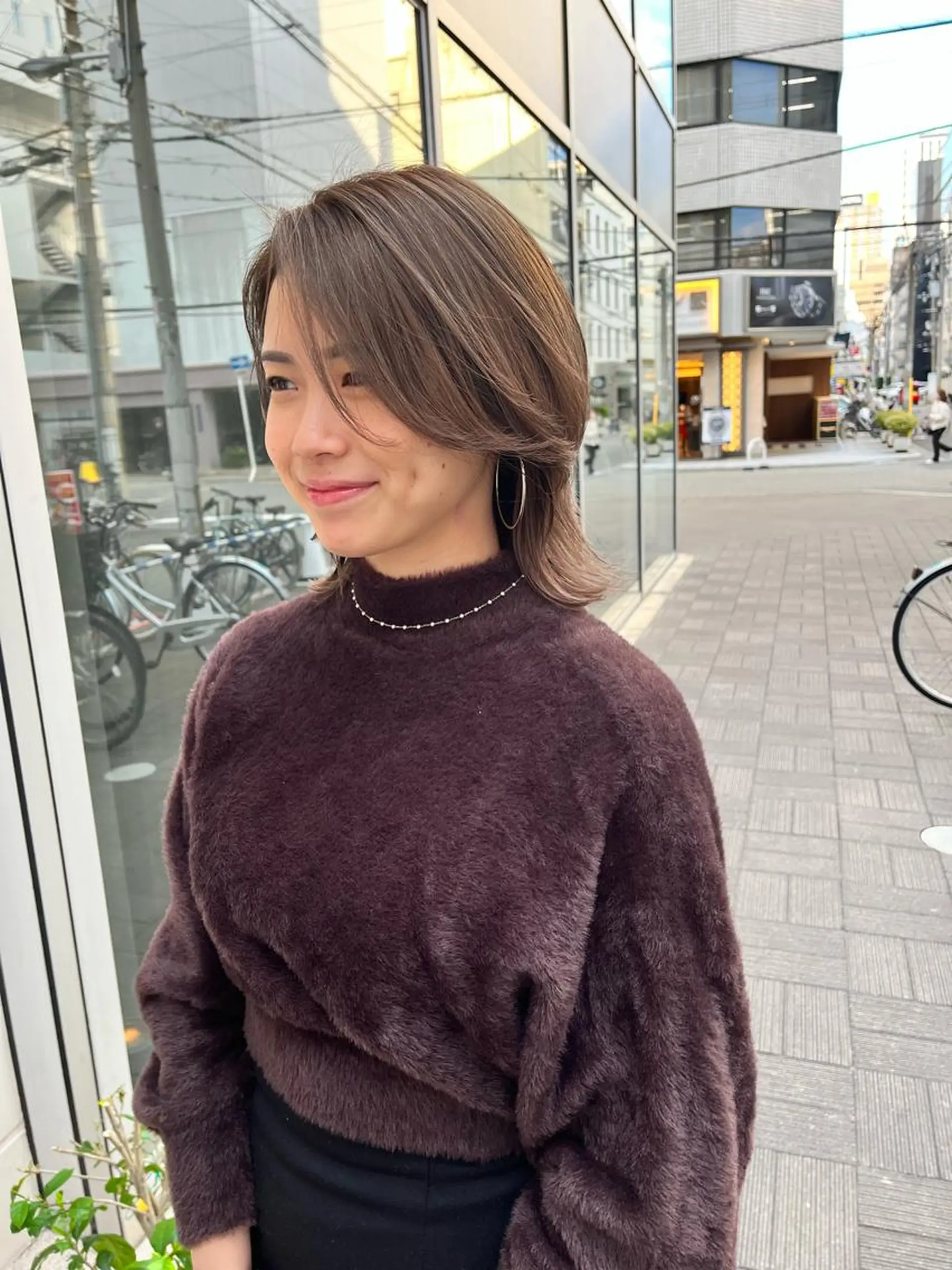 ミディアム カラー ベージュカラー ブリーチ 透明感カラー グレージュ イルミナカラー カット ヘアカラー ショート/パーマ/ カラー/FUKOのヘアスタイル