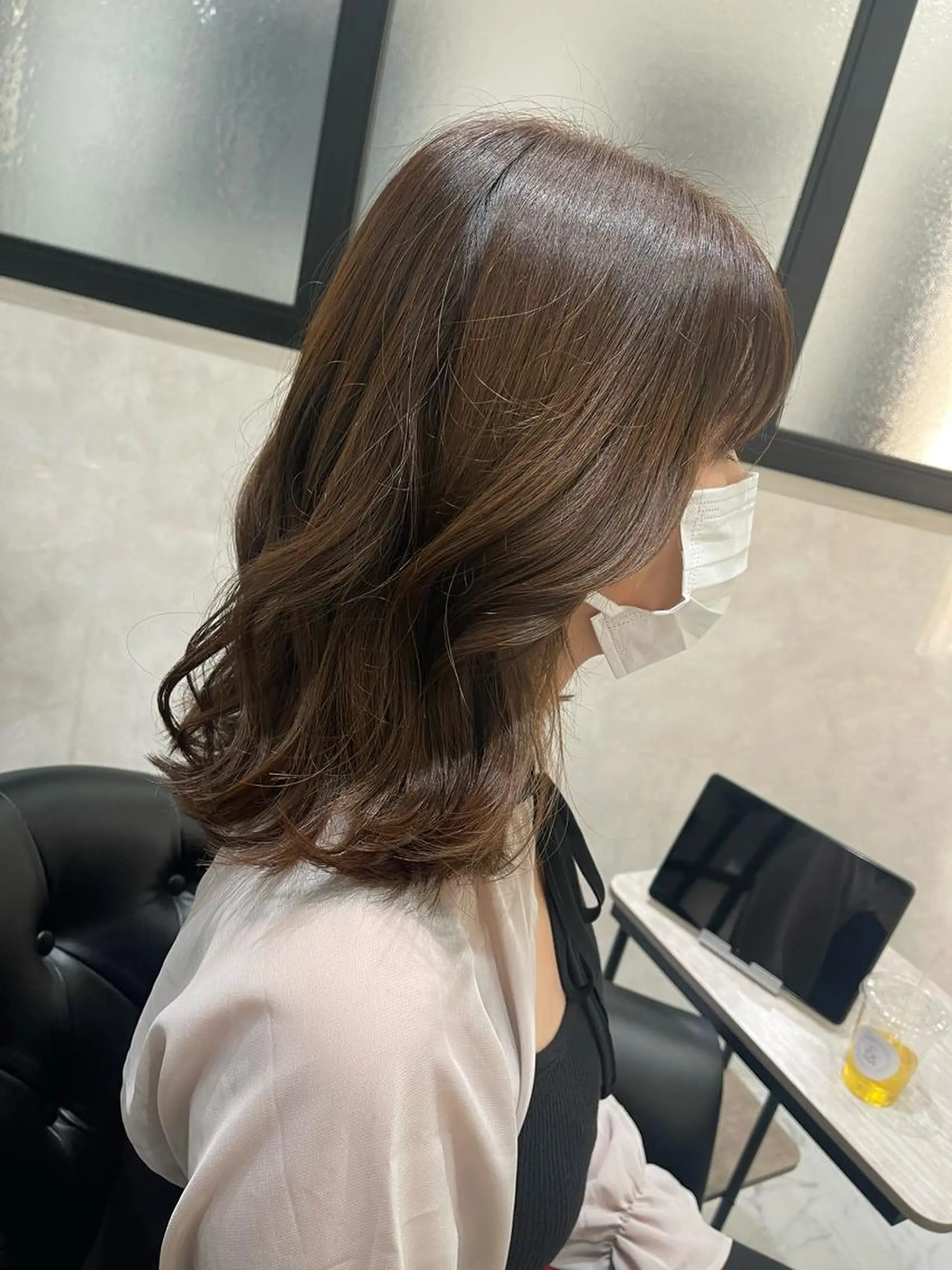 ミディアム カラー ヘアカラー トリートメント &chaLme   心斎橋所属・emi/髪質改善/ 韓国風/艶カラーのヘアスタイル