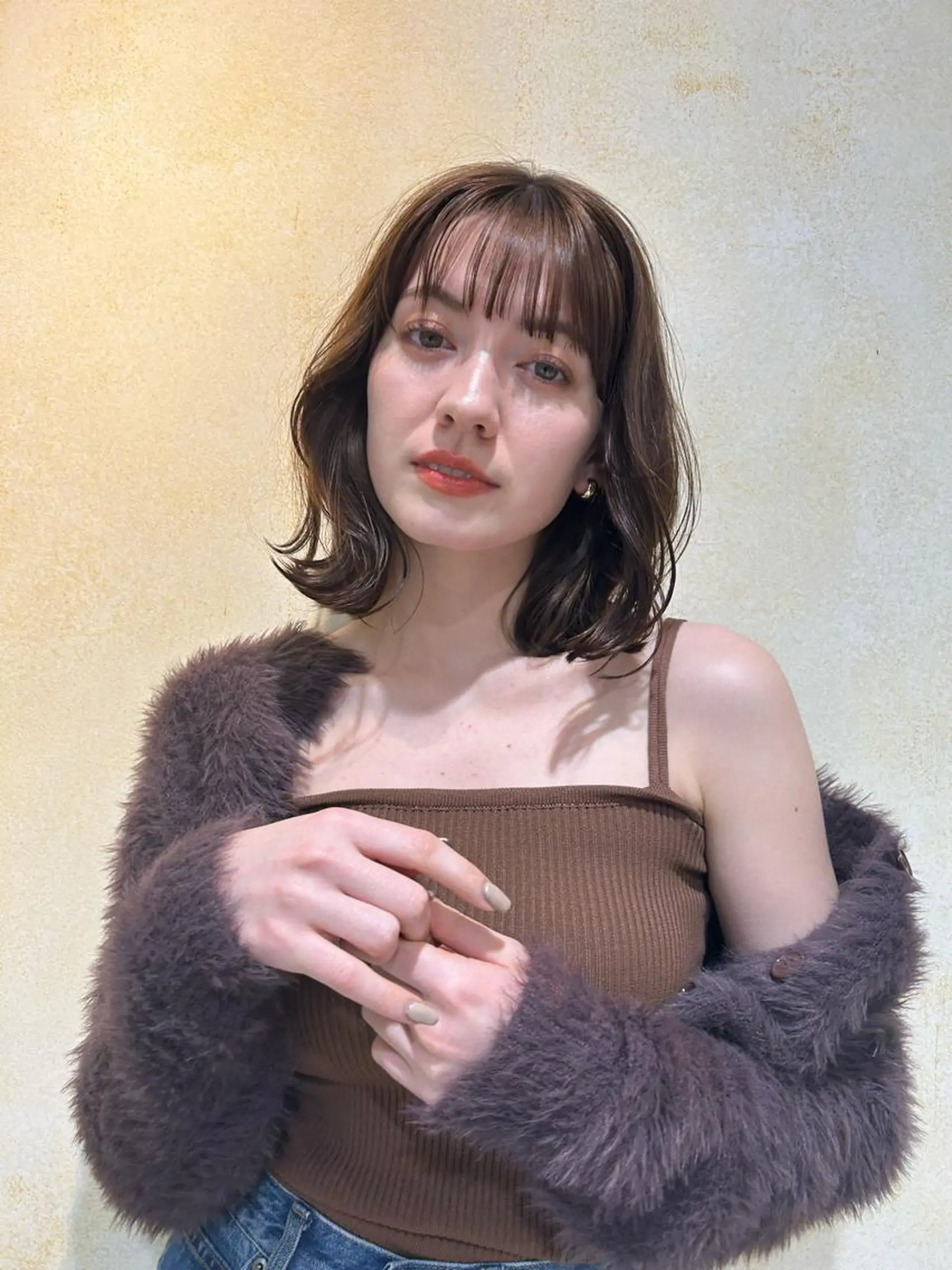 ミディアム カラー カット トリートメント 顔周りレイヤー 🎀マリノのヘアスタイル