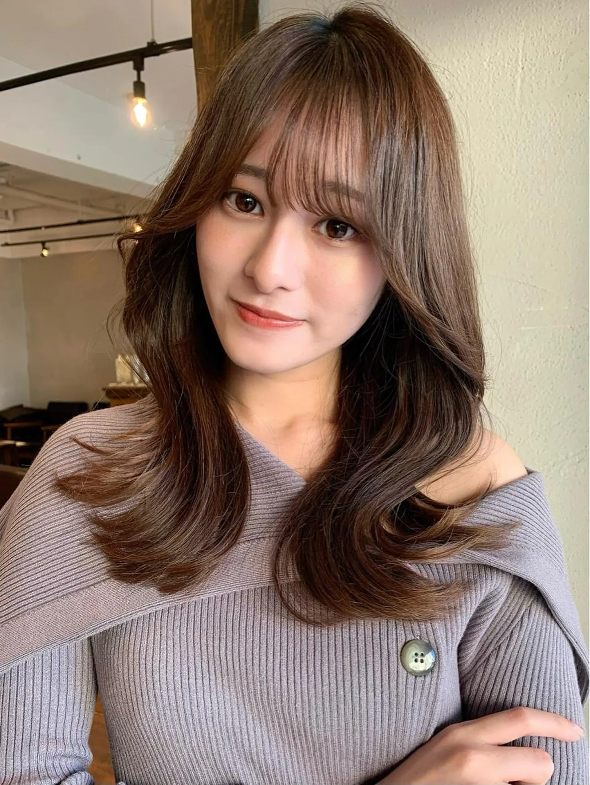 ロング カラー カット ヘアカラー トリートメント ヘッドスパ 透明感/オリーブ/ グレージュ/YUKAのヘアスタイル