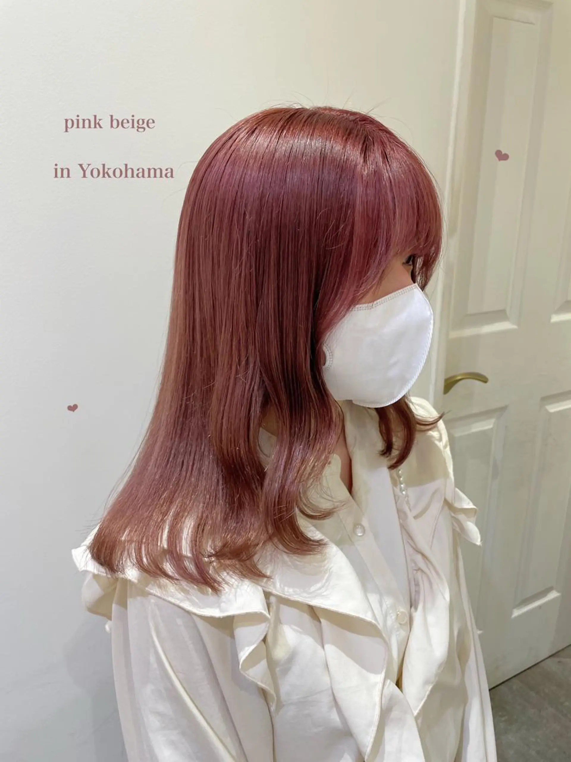 セミロング カラー ベージュカラー ブリーチ ハイトーンカラー ピンクカラー ピンクベージュ ヘアカラー エクステ/ハイトーン 🐏☁️miminaのヘアスタイル