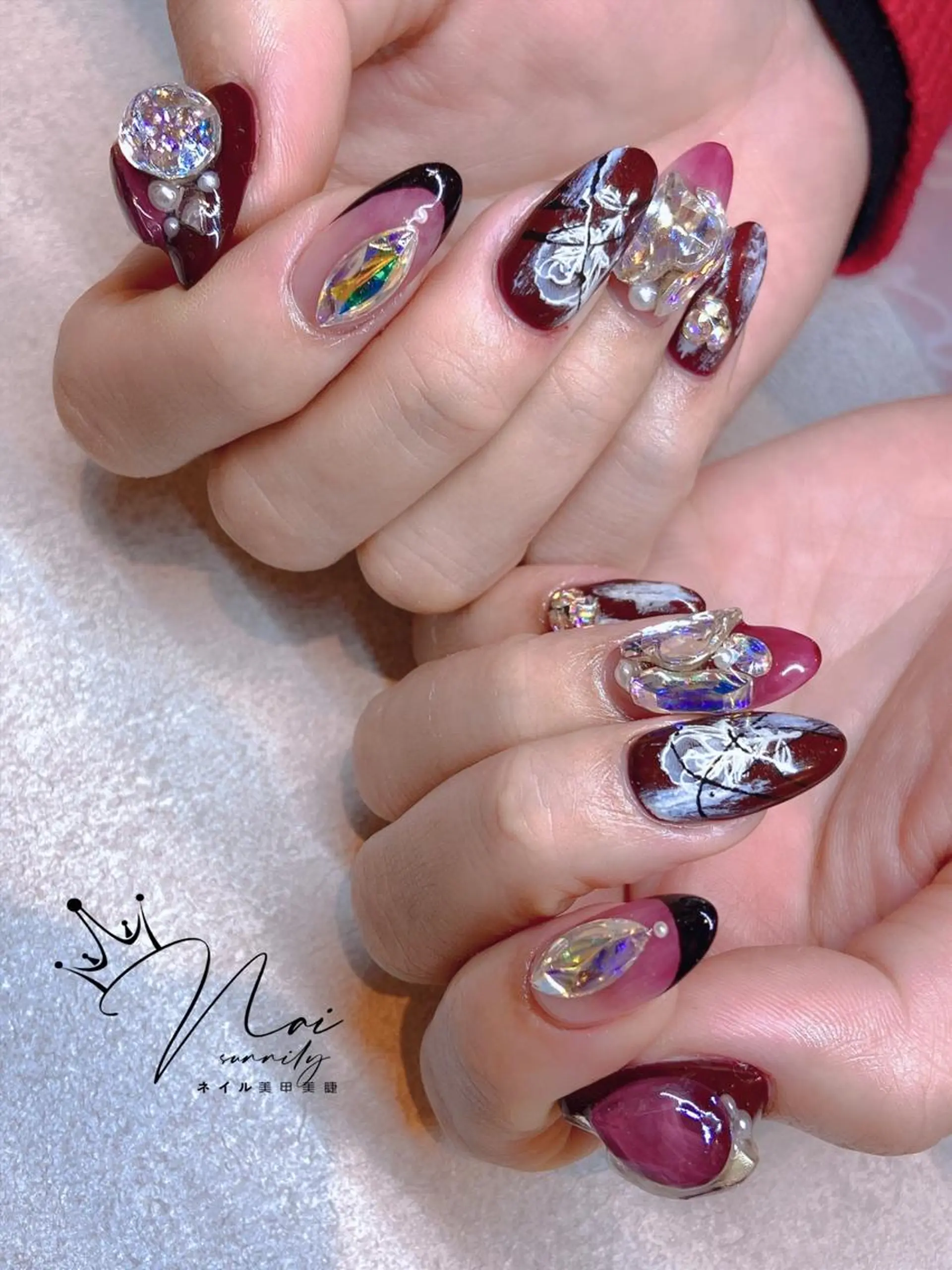 ネイル ストーンネイル 長さだし専門店 M2　rikaのネイルデザイン