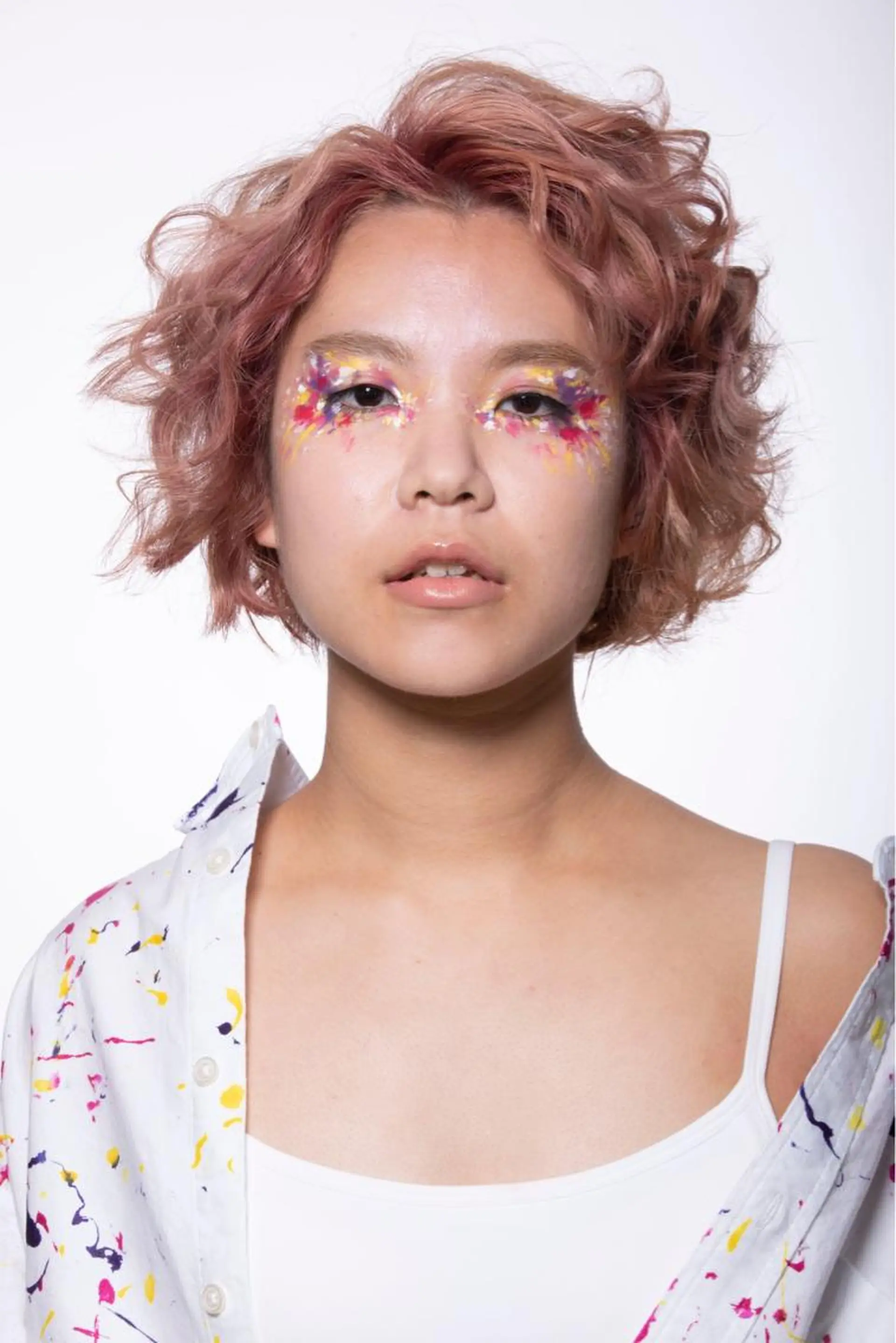 ミディアム カラー パーマ 白髪ぼかしハイライト 柳川拓哉のヘアスタイル