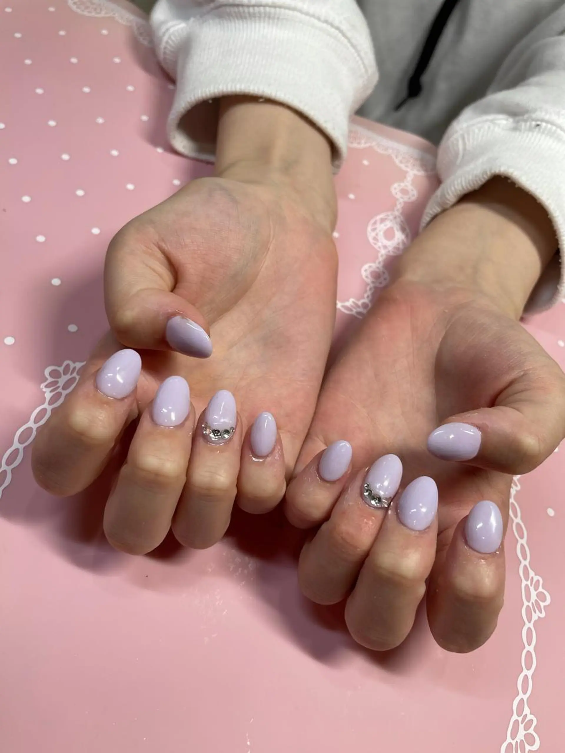 ショート ネイル ストーンネイル ハンドネイル 《LB》ラブリエ Nail&eyeのマツエク・マツパデザイン