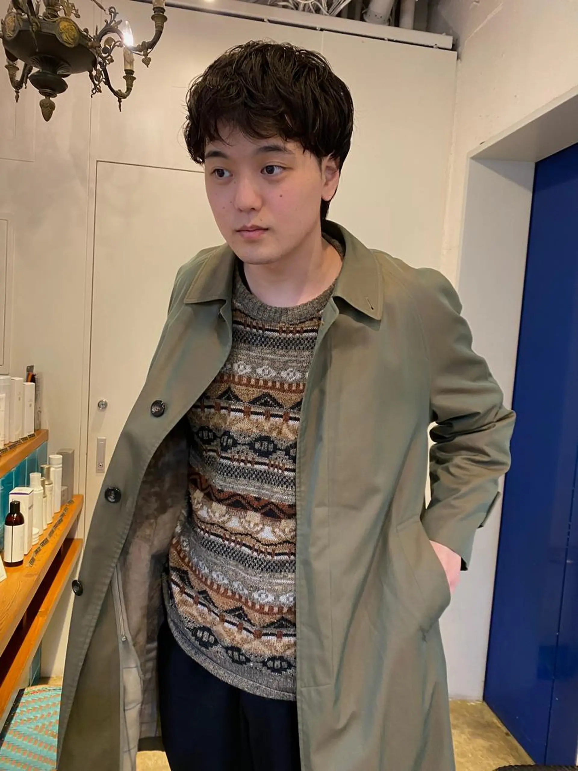 ミディアム パーマ メンズ カット パーマ トリートメント ヘッドスパ おしゃれパーマ メンズ特化/みーまんのヘアスタイル