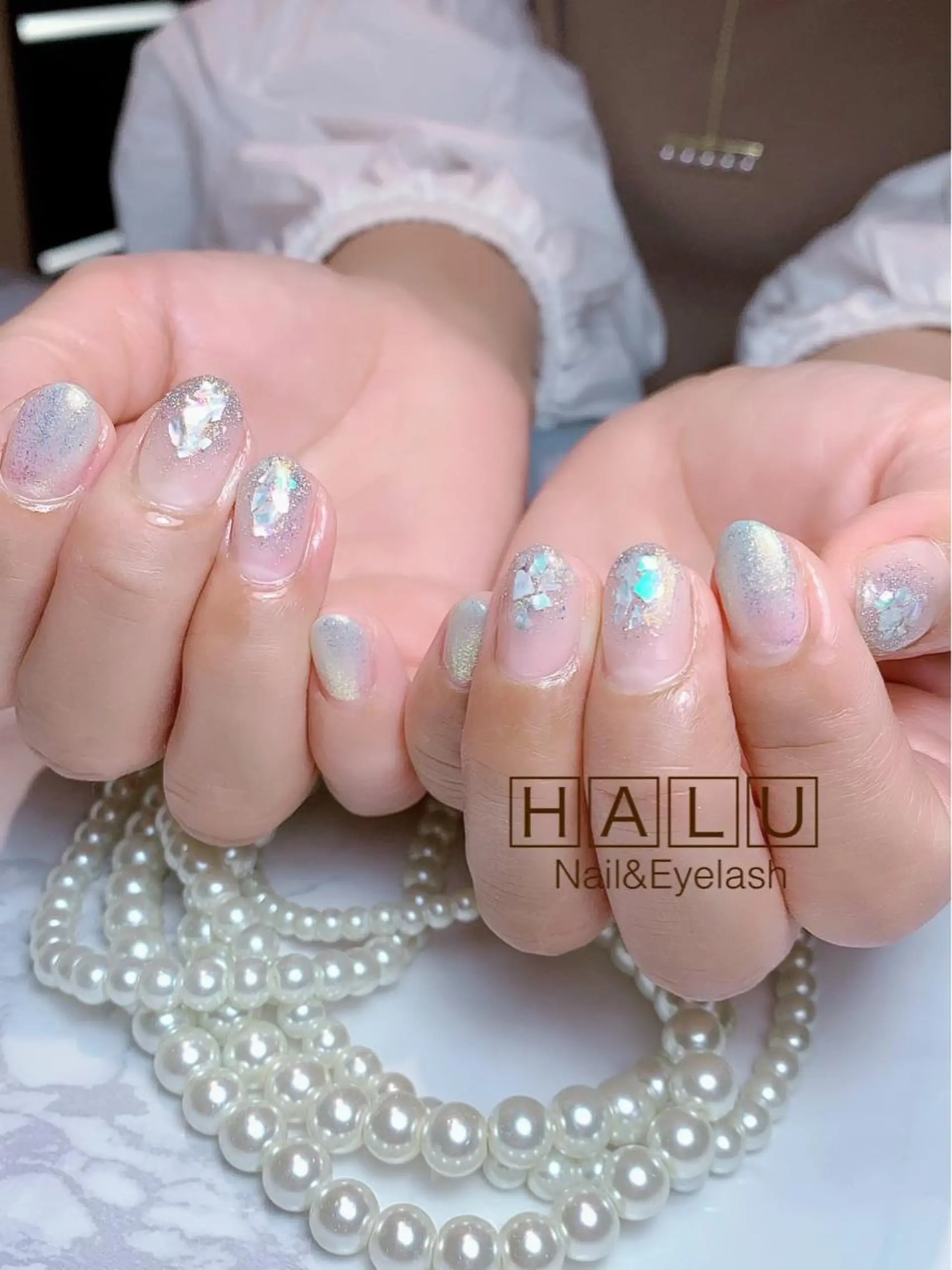 ネイル グリーン キラキラネイル HALU ハルのネイルデザイン