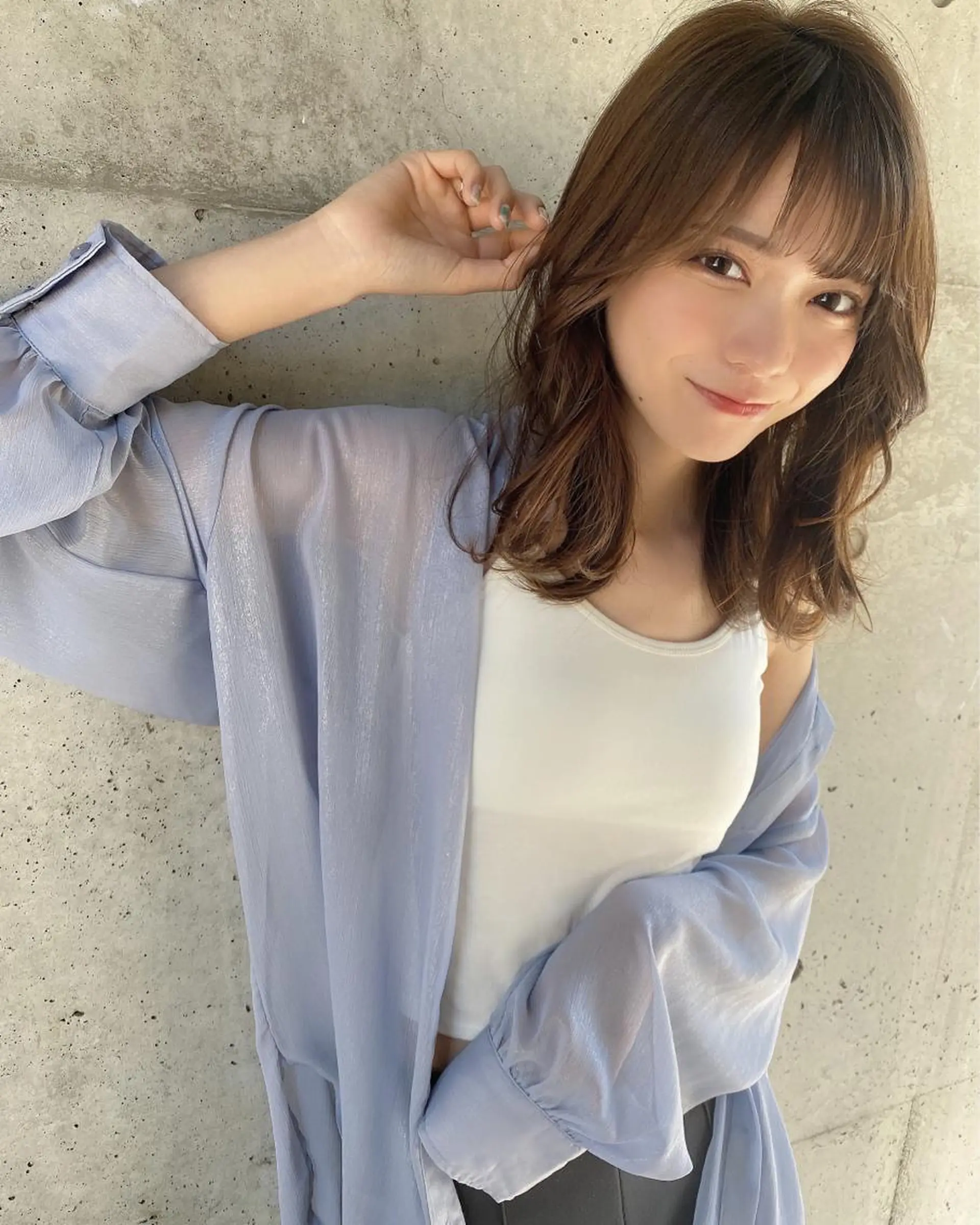 ミディアム カット ヘアカラー トリートメント 🧡くびれヘア/前髪 顔周り🧡久原結衣のヘアスタイル